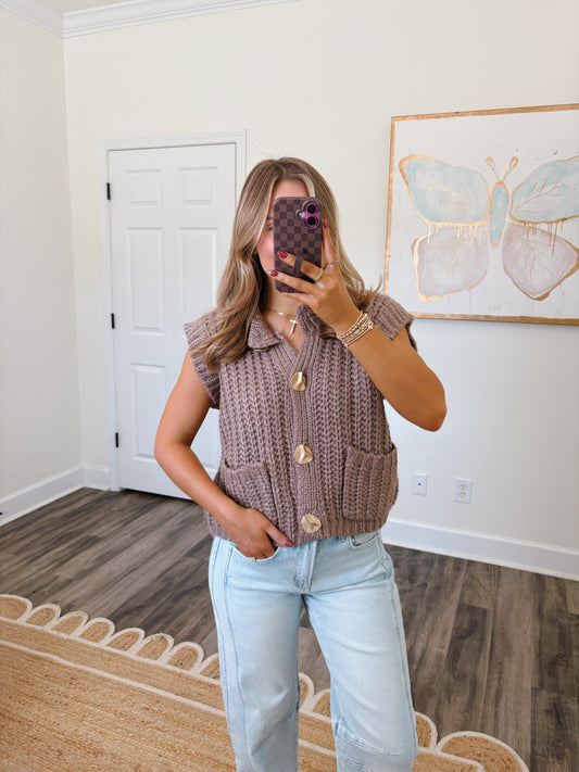 Warm Wishes Mocha Button Down
