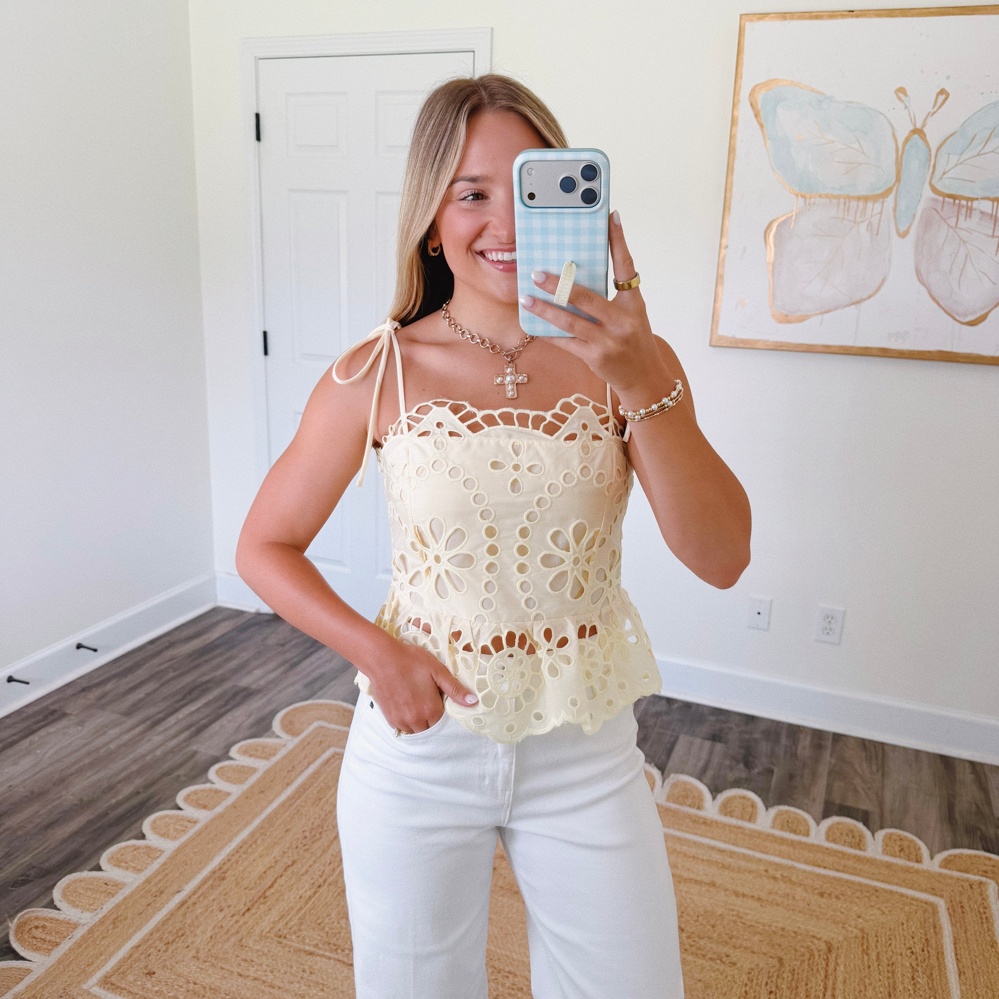 Darling Eyelet Top in Yellow