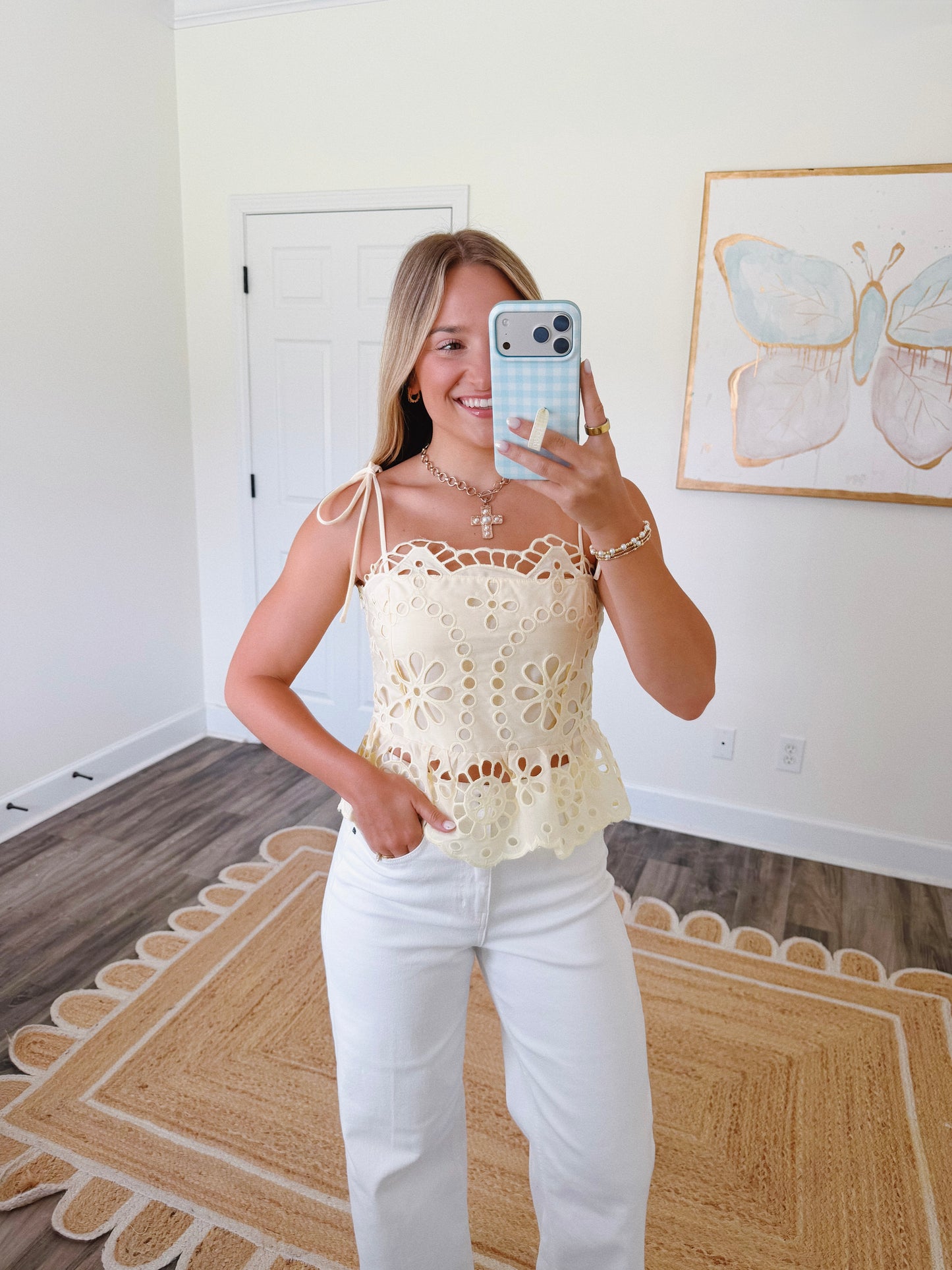 Darling Eyelet Top in Yellow