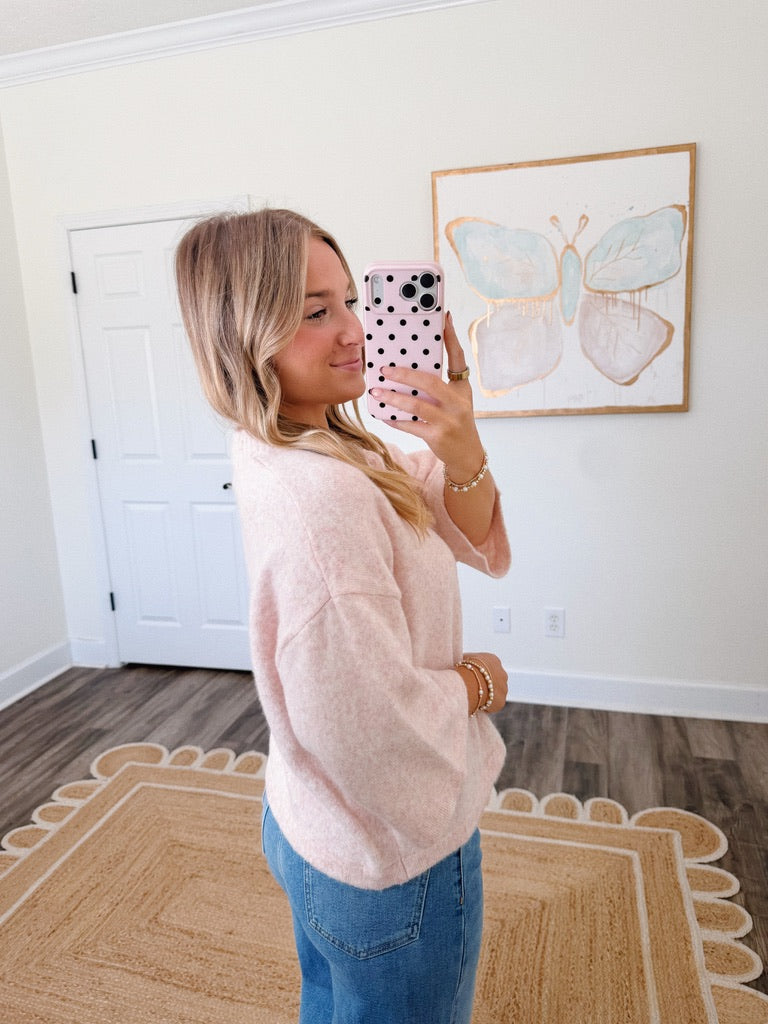 Oatmeal Pink Soft Knit Cardigan
