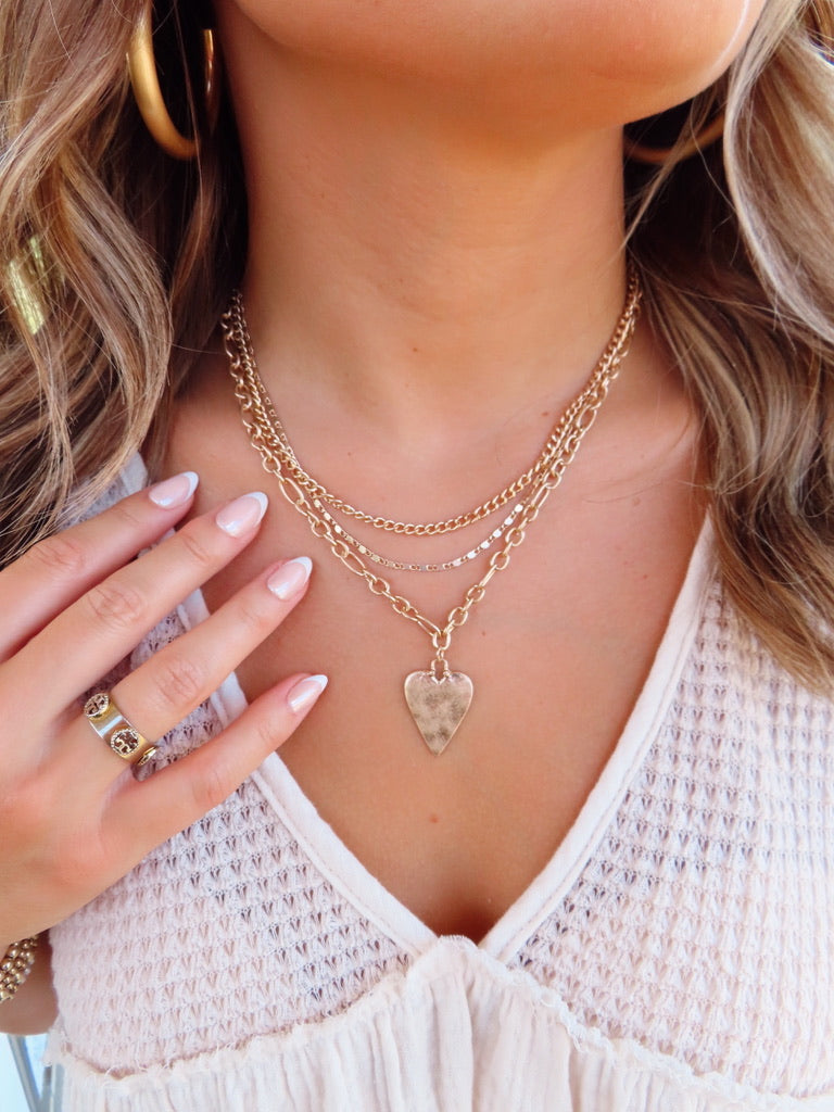 Gold Heart Layering Necklaces