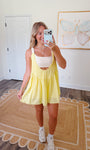 Match Point Gingham Romper in Lemon
