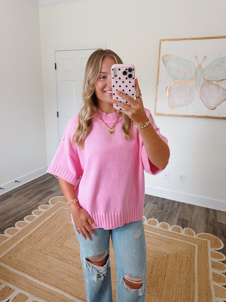 Perfectly Pink Mock Neck Top