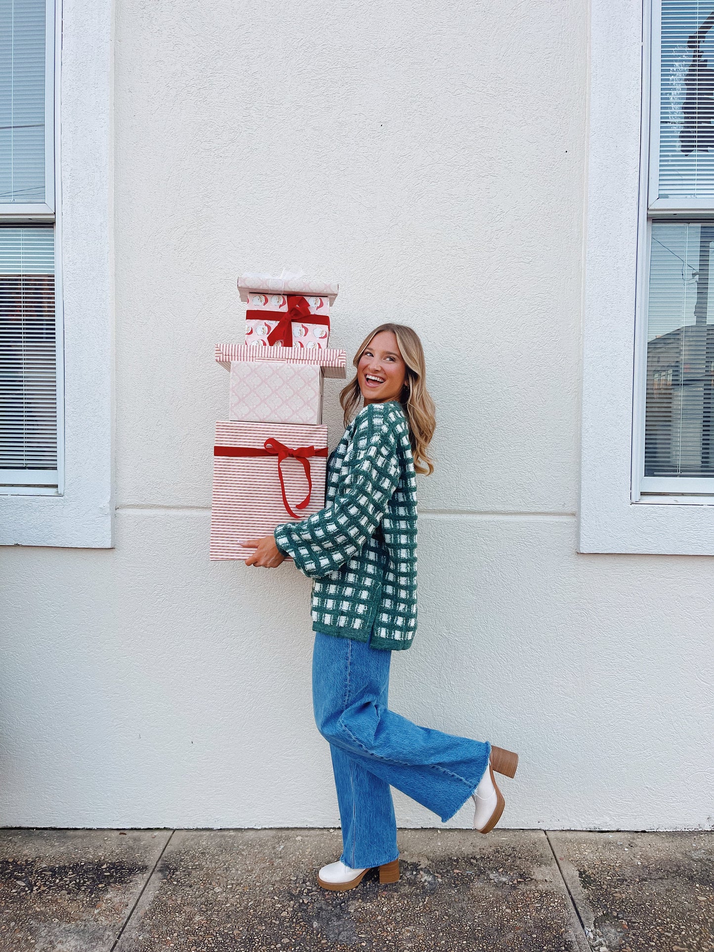 Feelin' Grinchy Checkered Sweater
