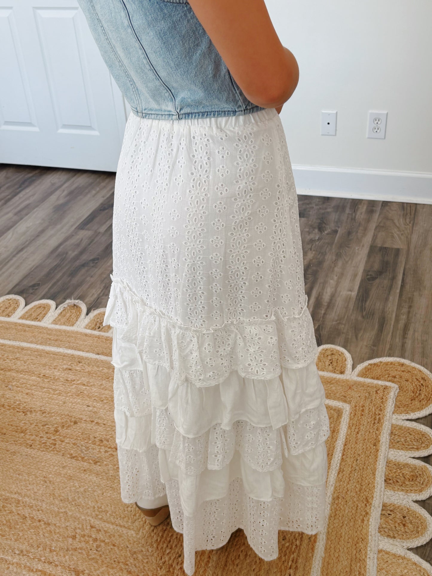 White Ruffle Maxi Skirt