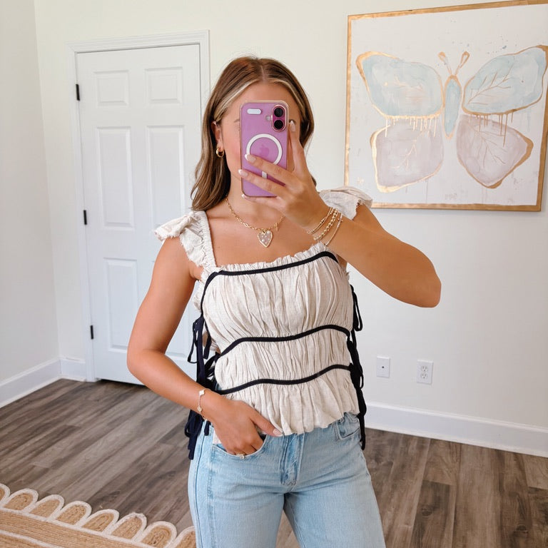 Neutral Girl Tie Top