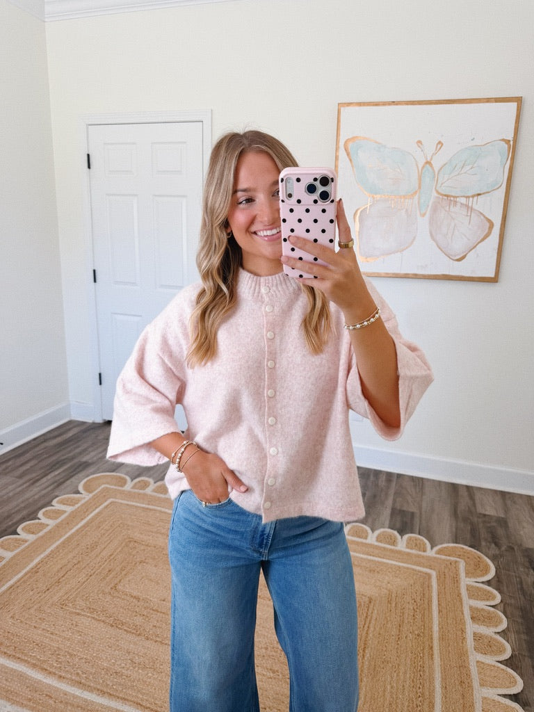 Oatmeal Pink Soft Knit Cardigan