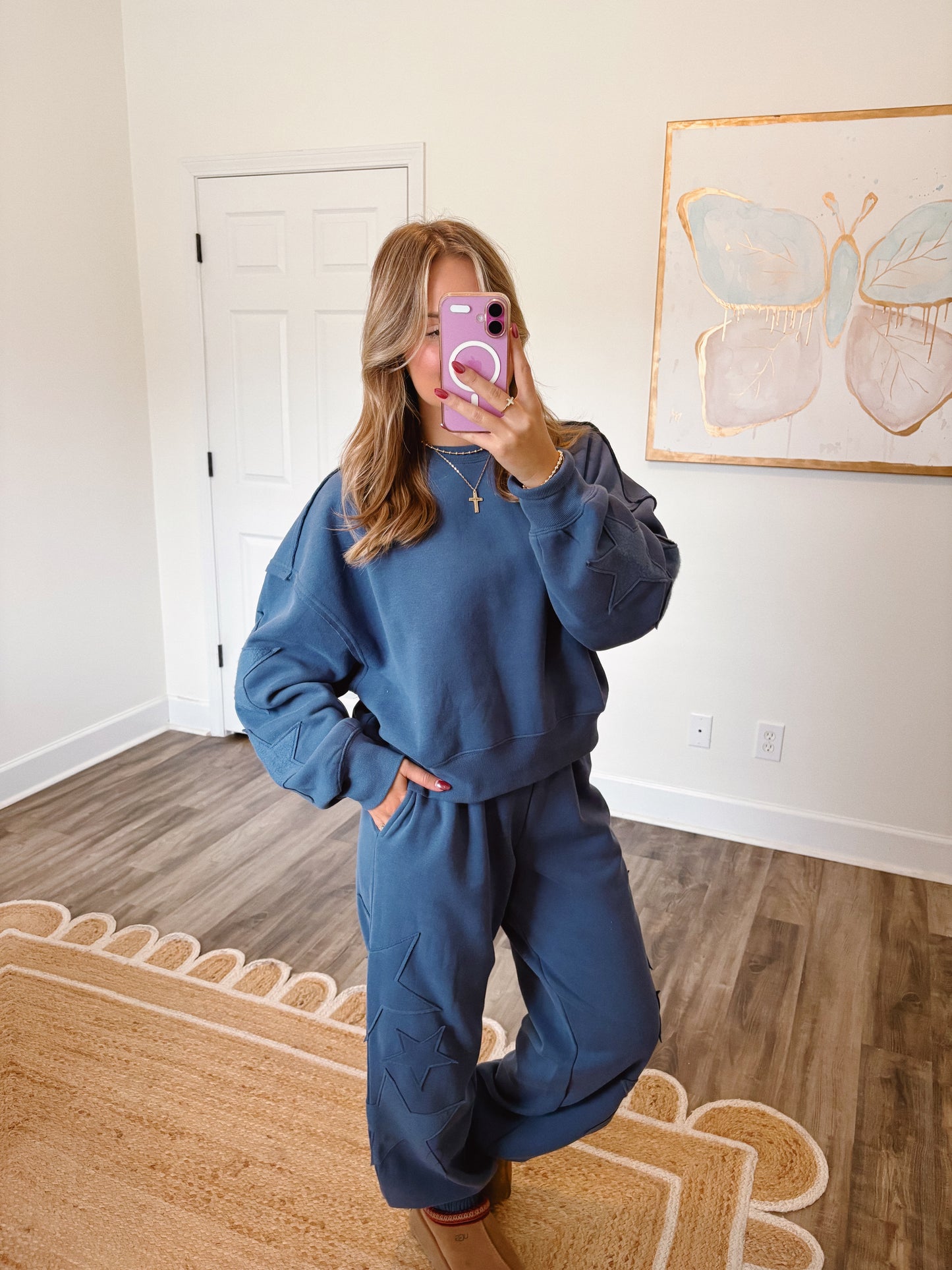 Varsity Star Sweat Set Navy