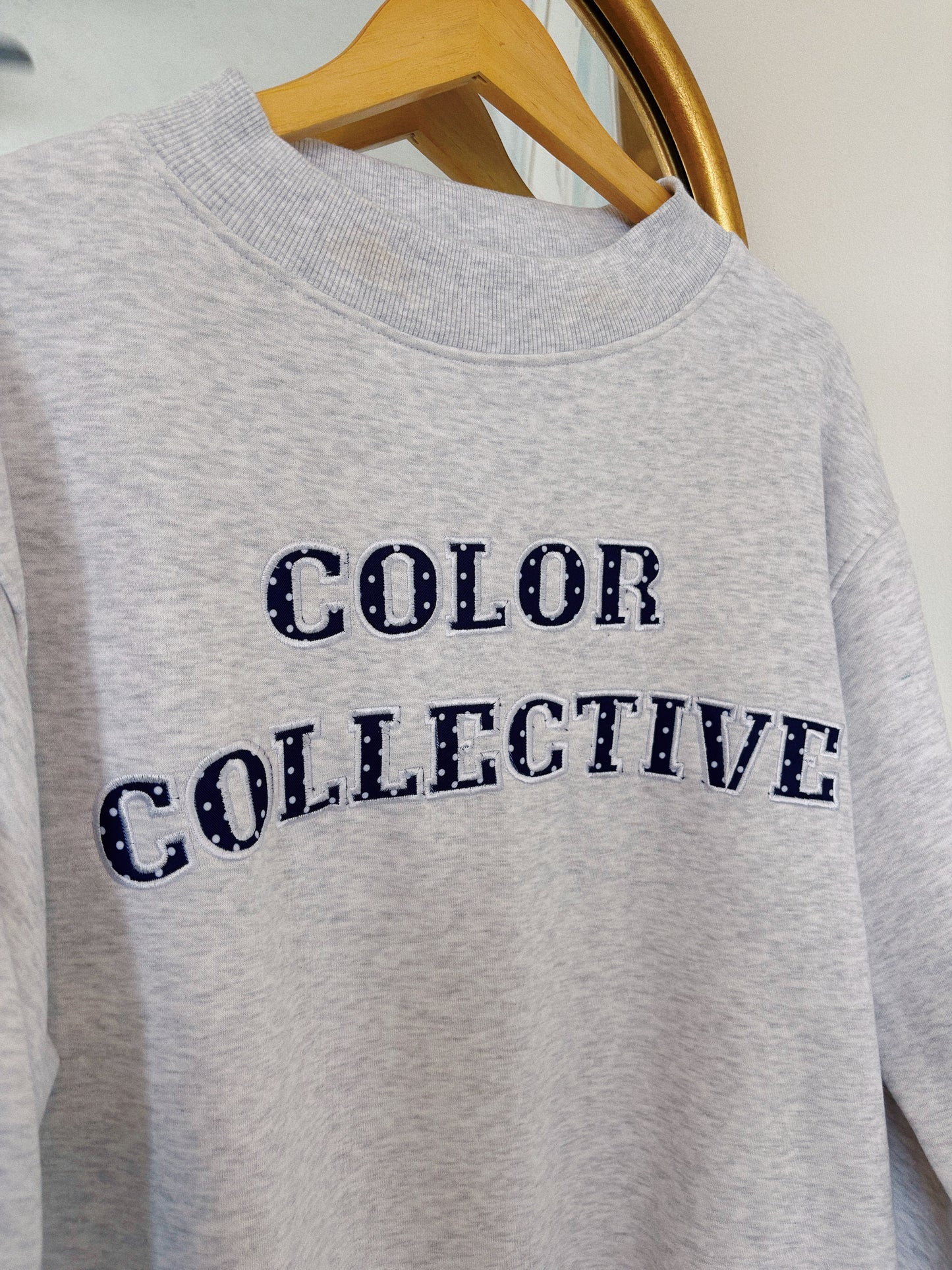 Grey and Navy Polka Dot CC Mockneck