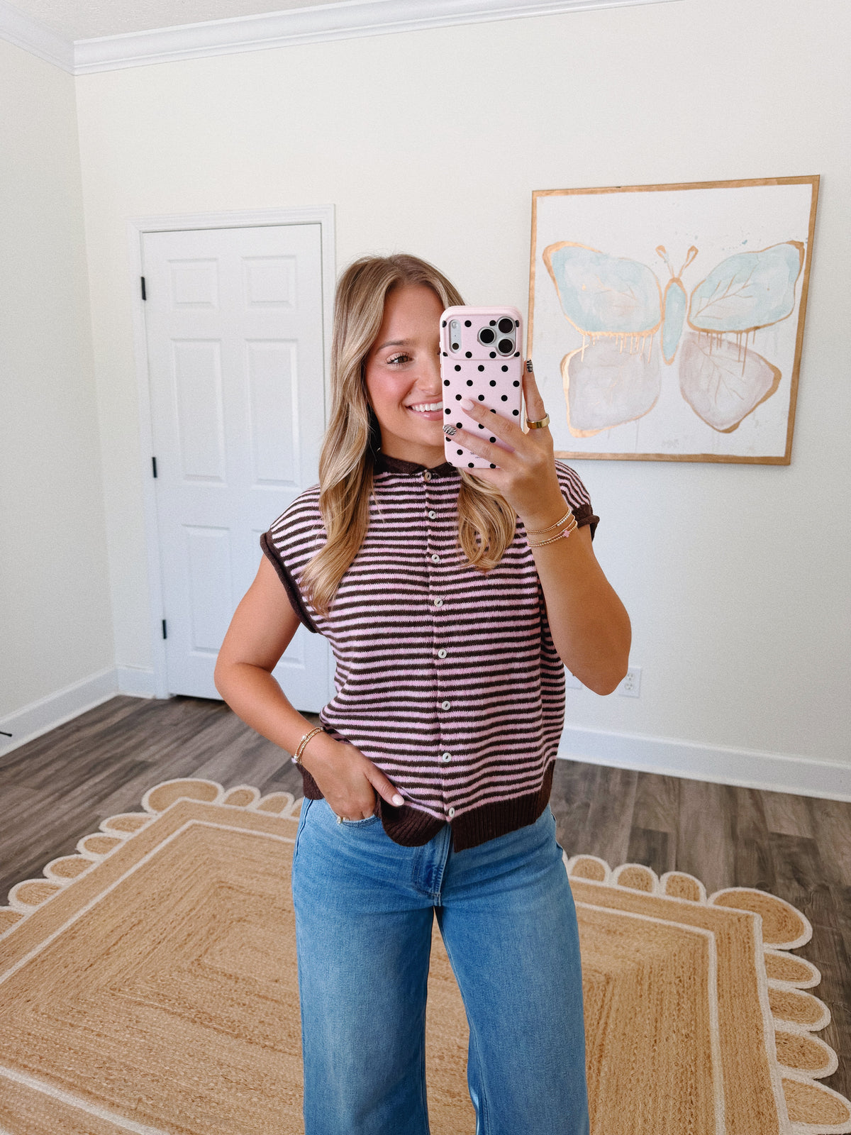 Pink Piper Striped Cardigan