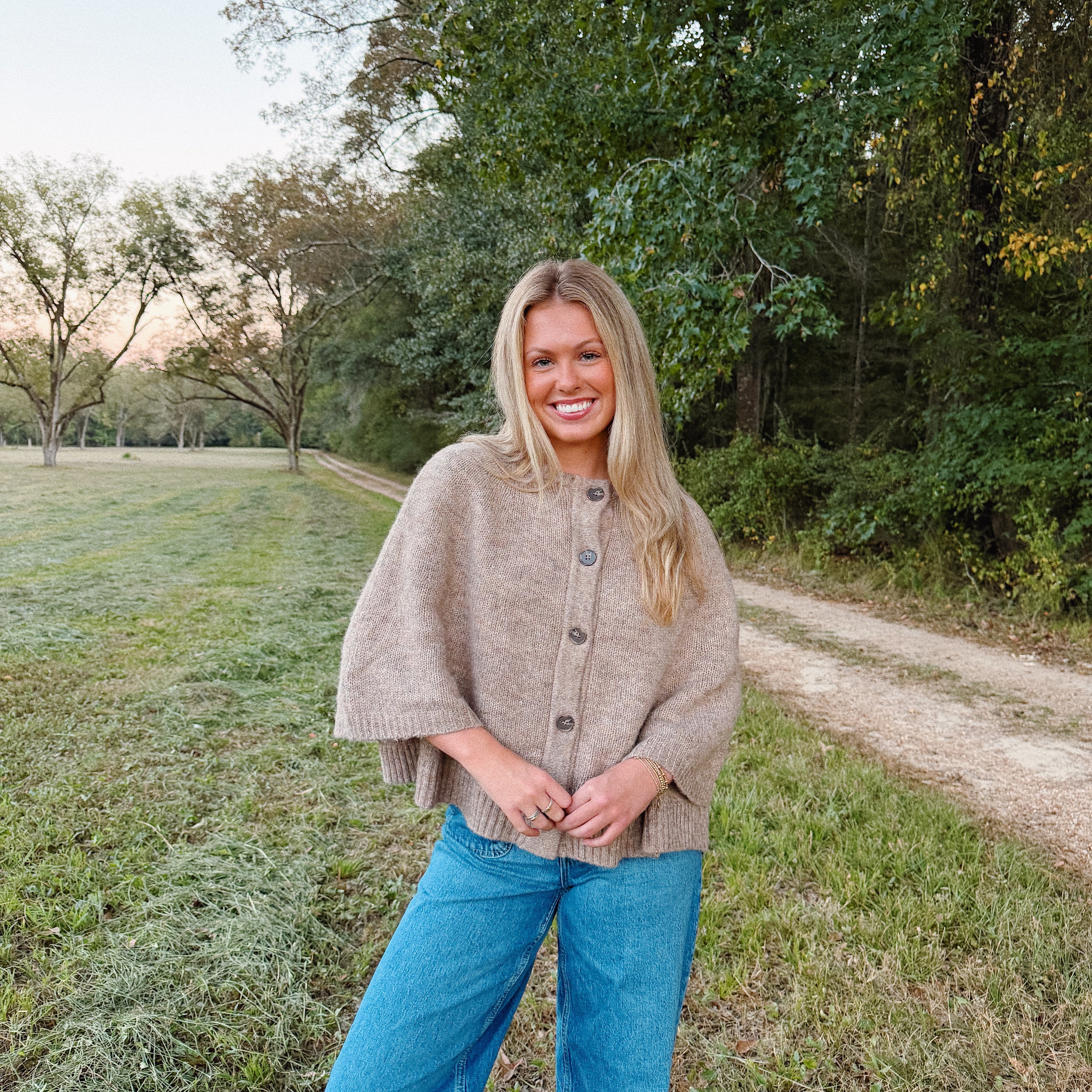 Blair Cape Cardigan - Taupe