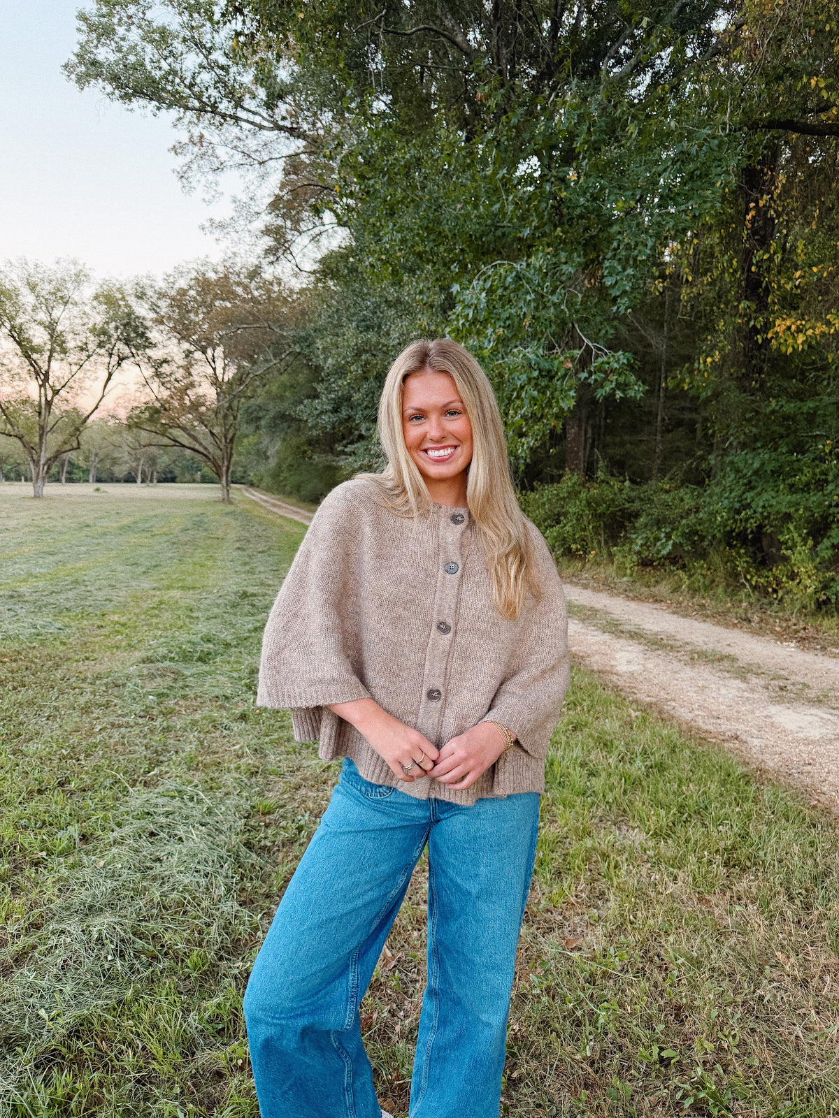 Blair Cape Cardigan - Taupe