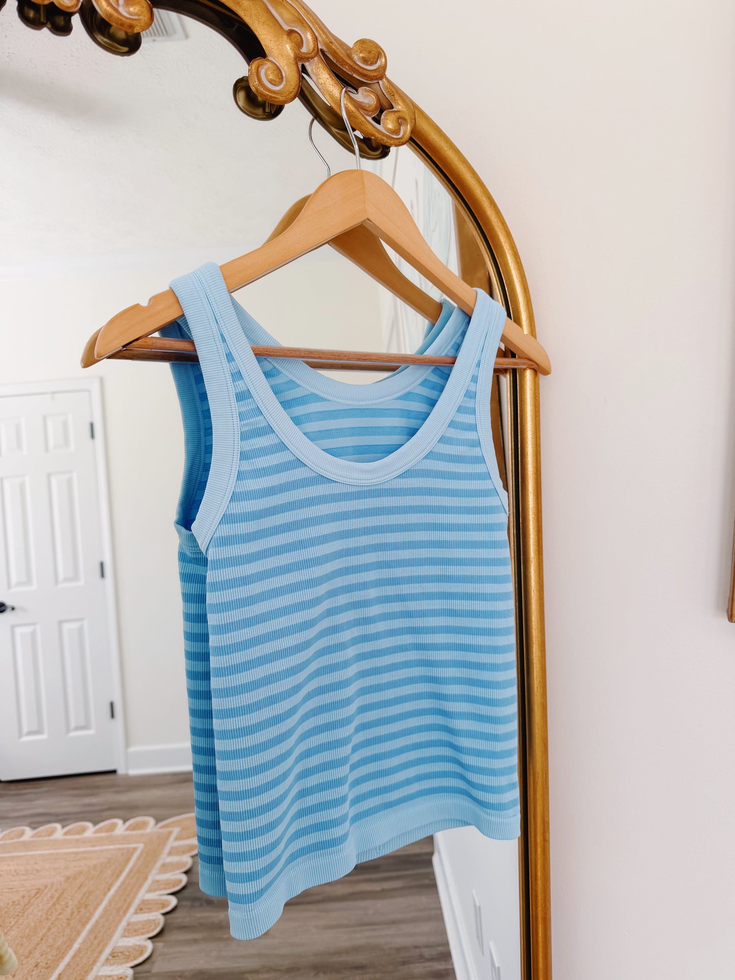 Long Striped Tank Serene Blue