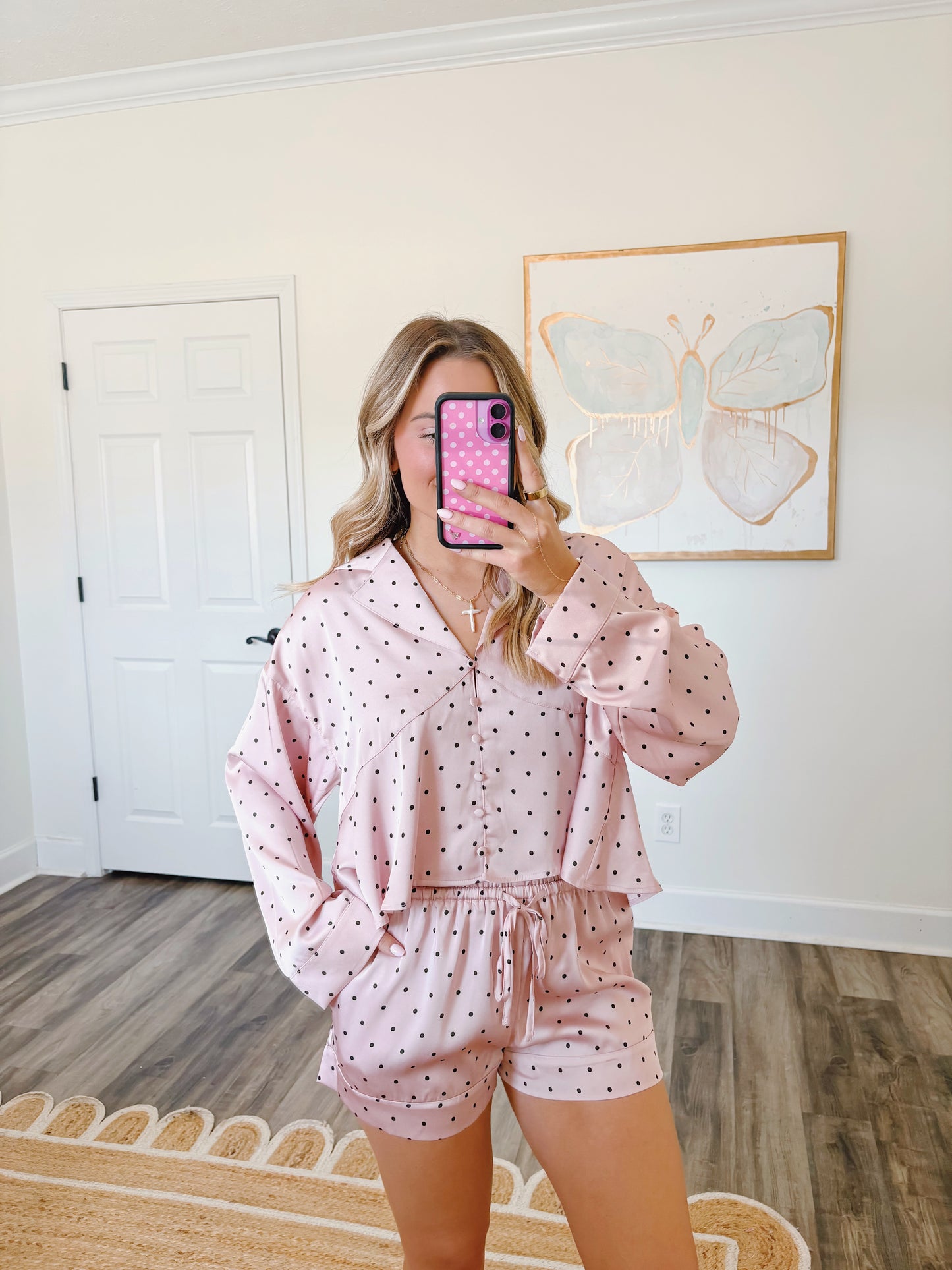 Polka Dot Satin Pajama Set
