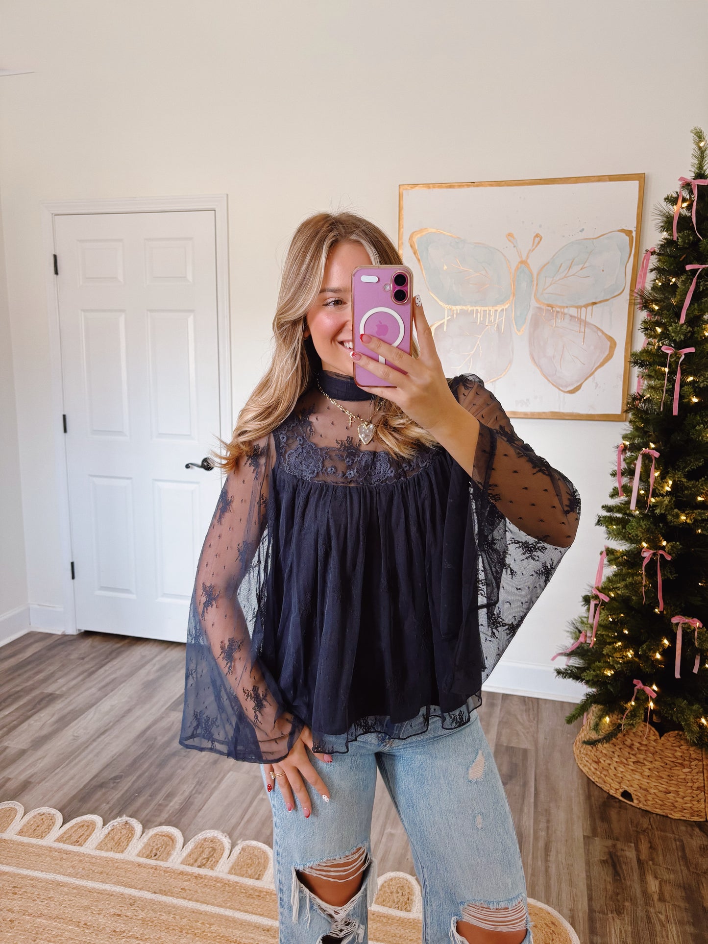 Adeline Lace Top in Navy