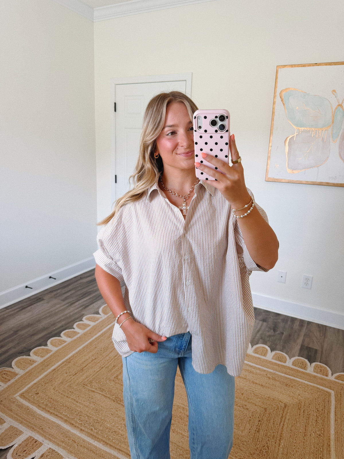 Mocha Striped Button Down