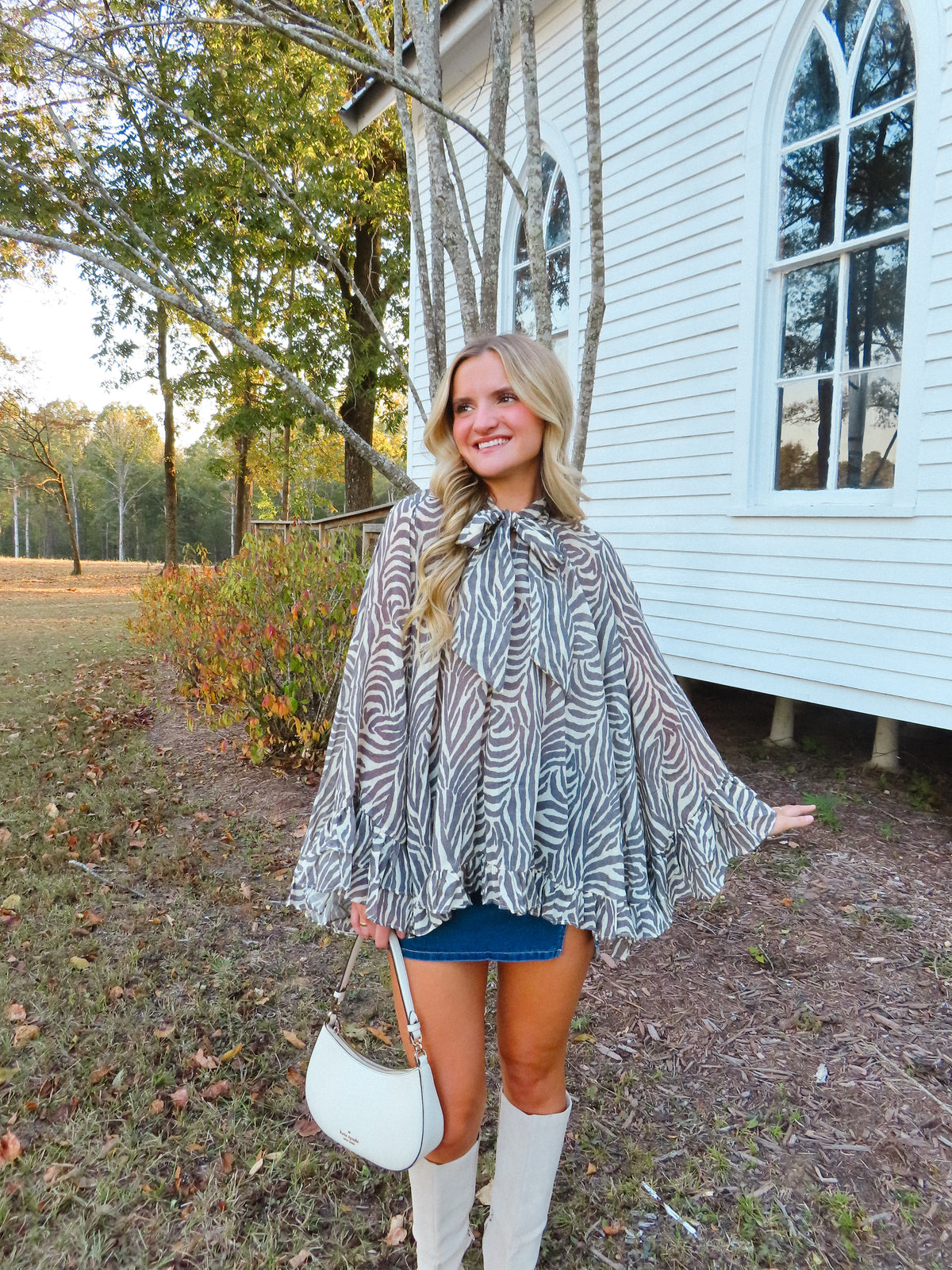 Zebra Print Ruffle Blouse