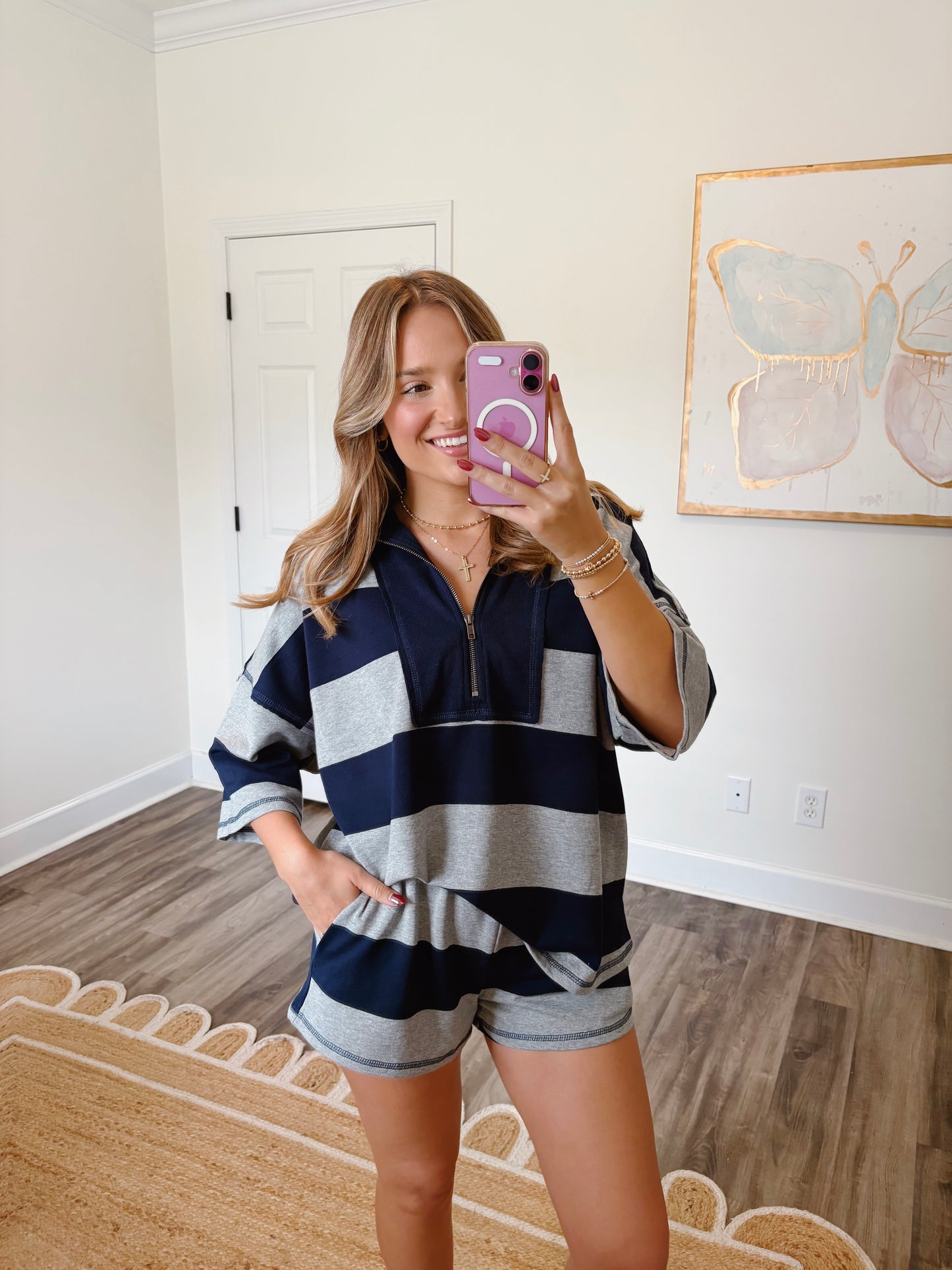 Navy Striped Cozy Set