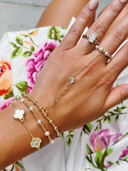Waterproof Gold Hand Chain With Ring