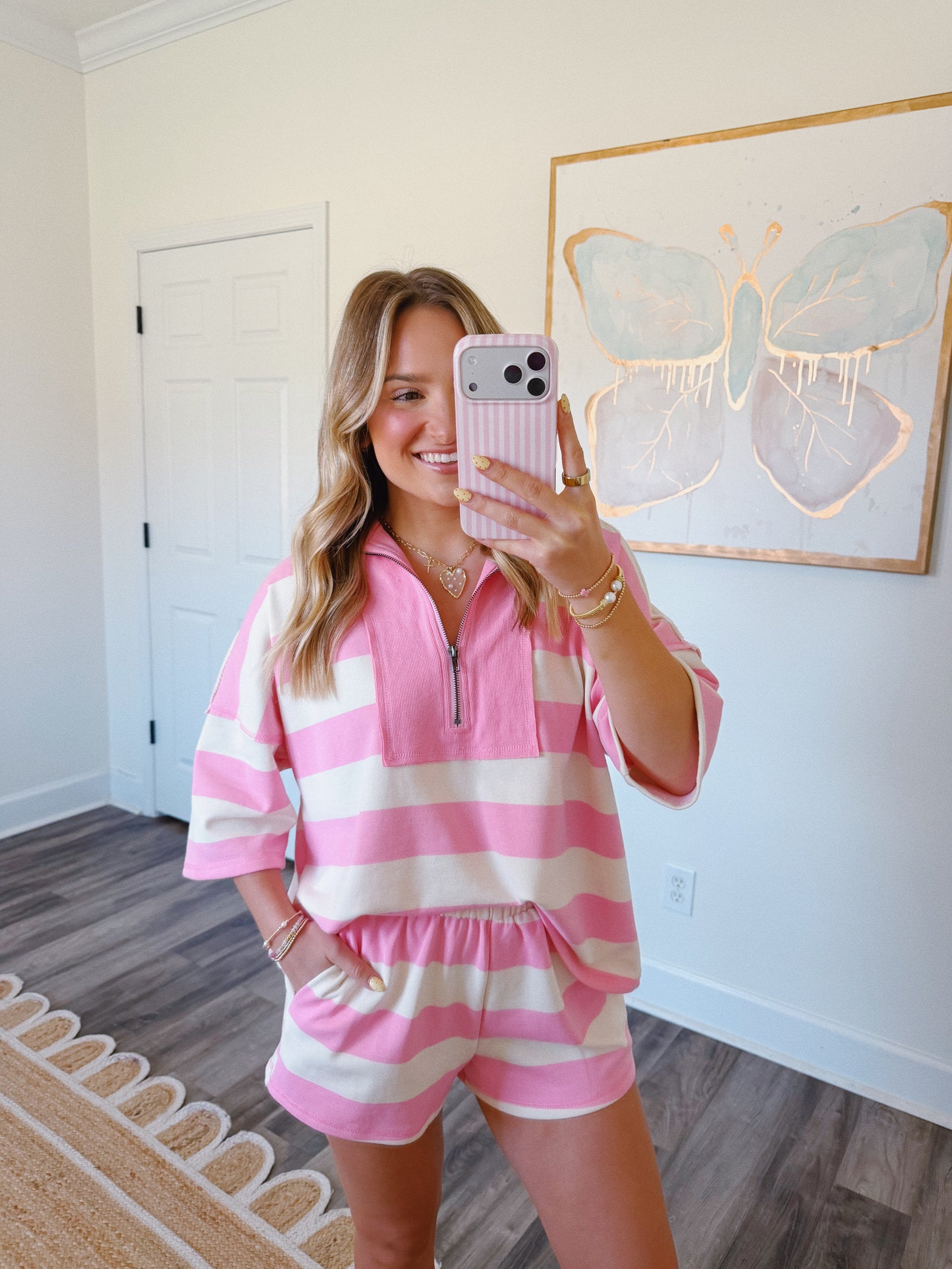 Pink Striped Cozy Set