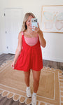Match Point Gingham Romper in Red