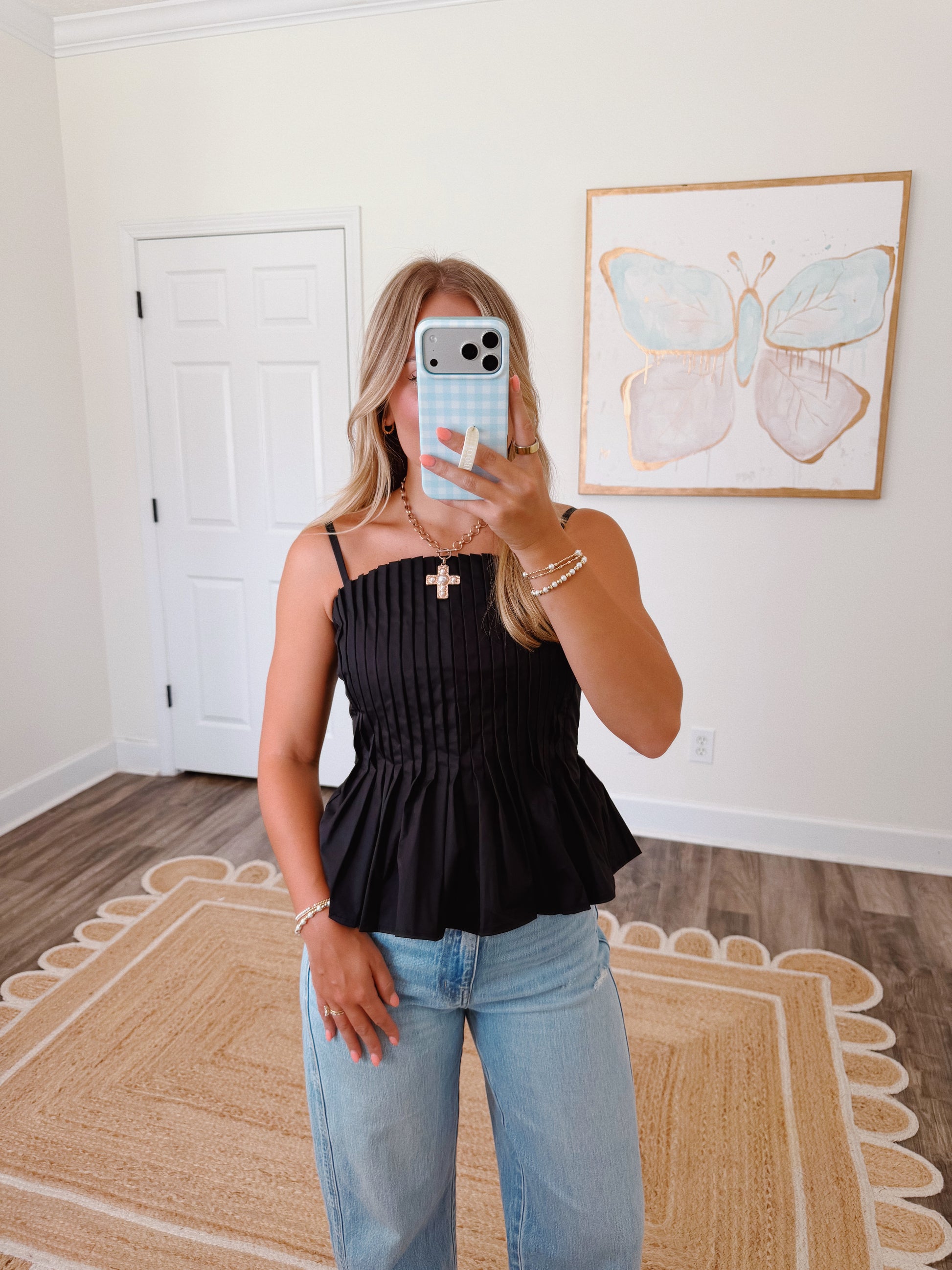 Emmie Pleated Top in Black
