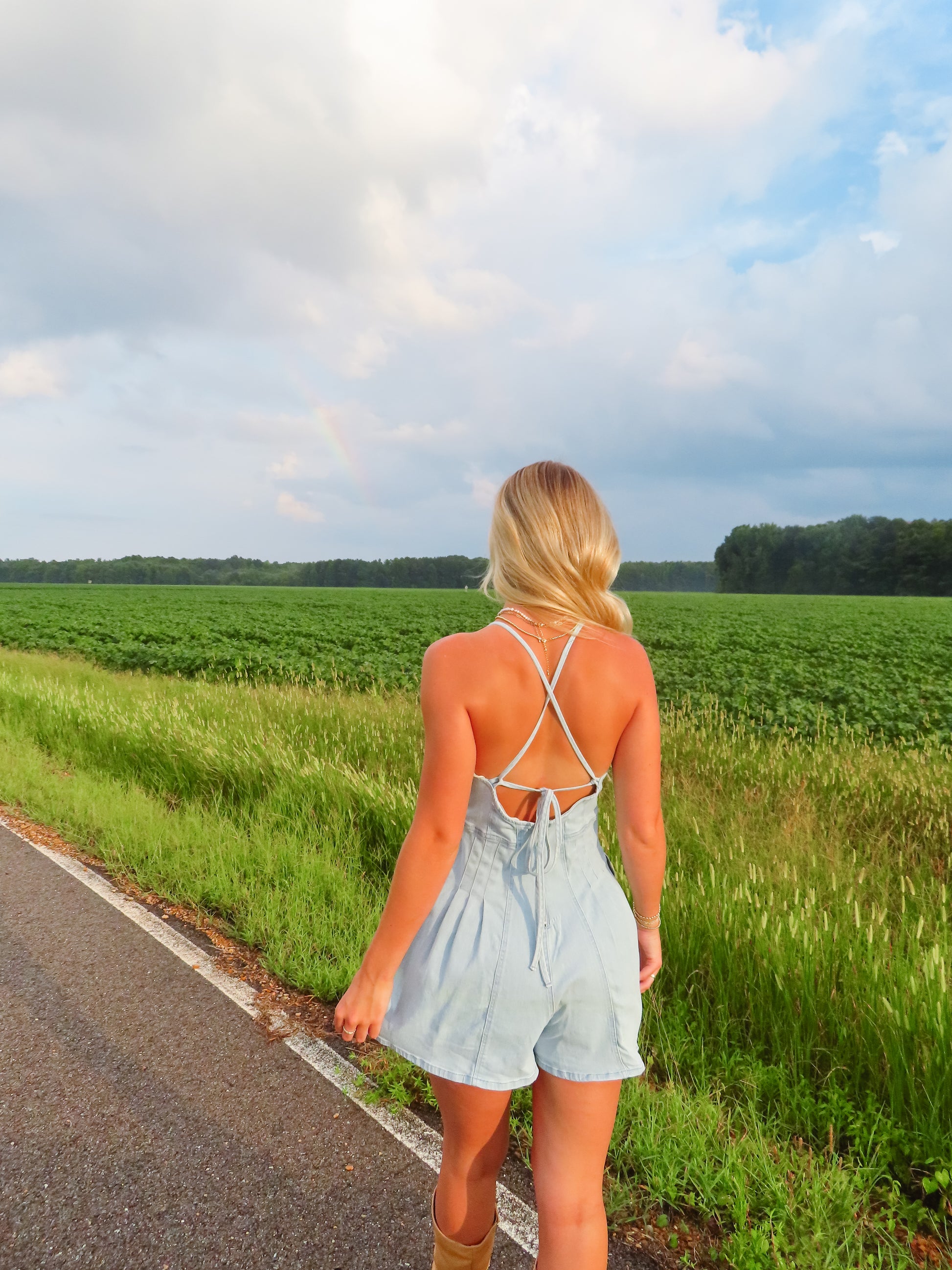 Georgia Flare Denim Romper
