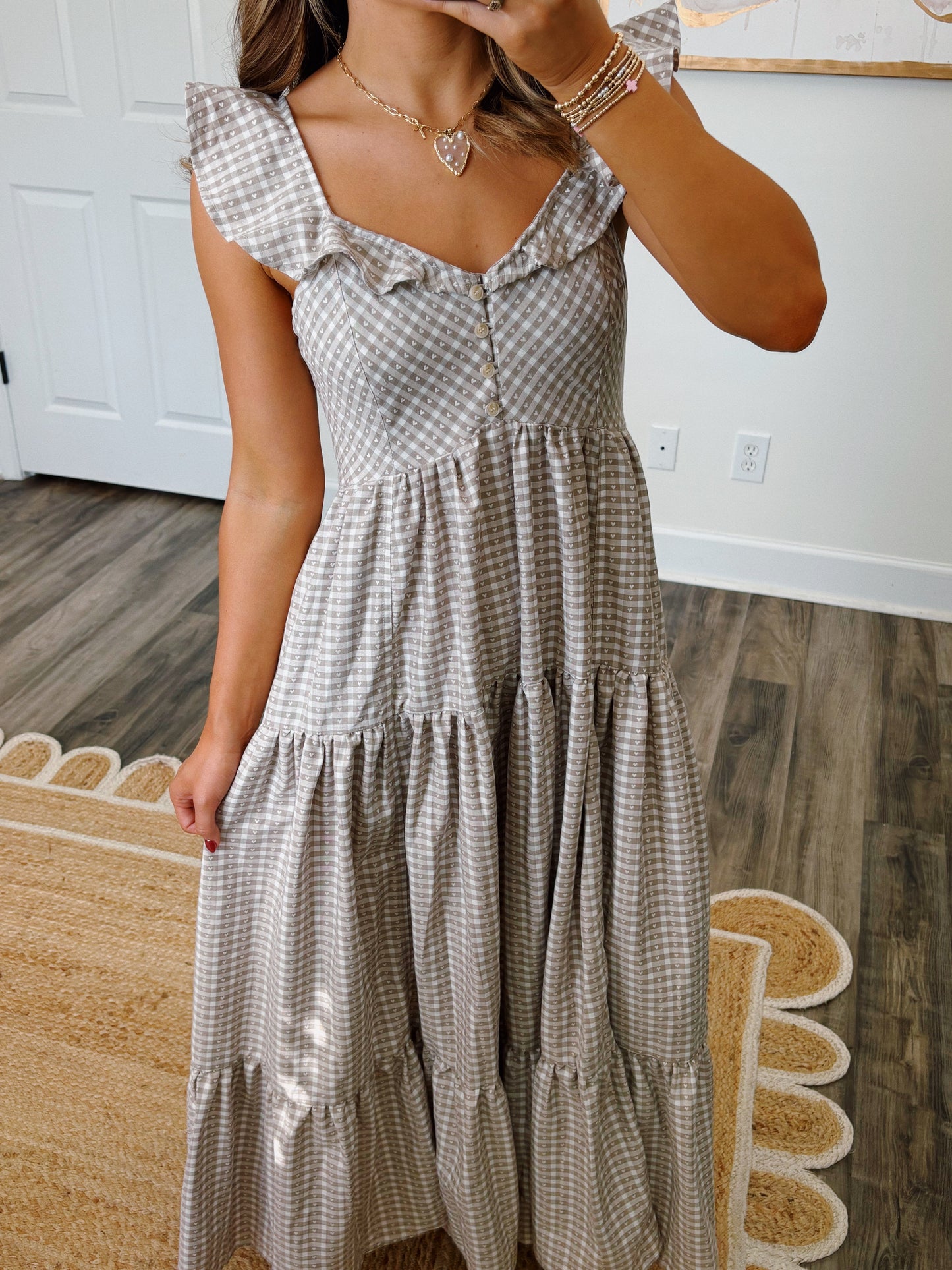 Gingham Hearts Maxi Dress