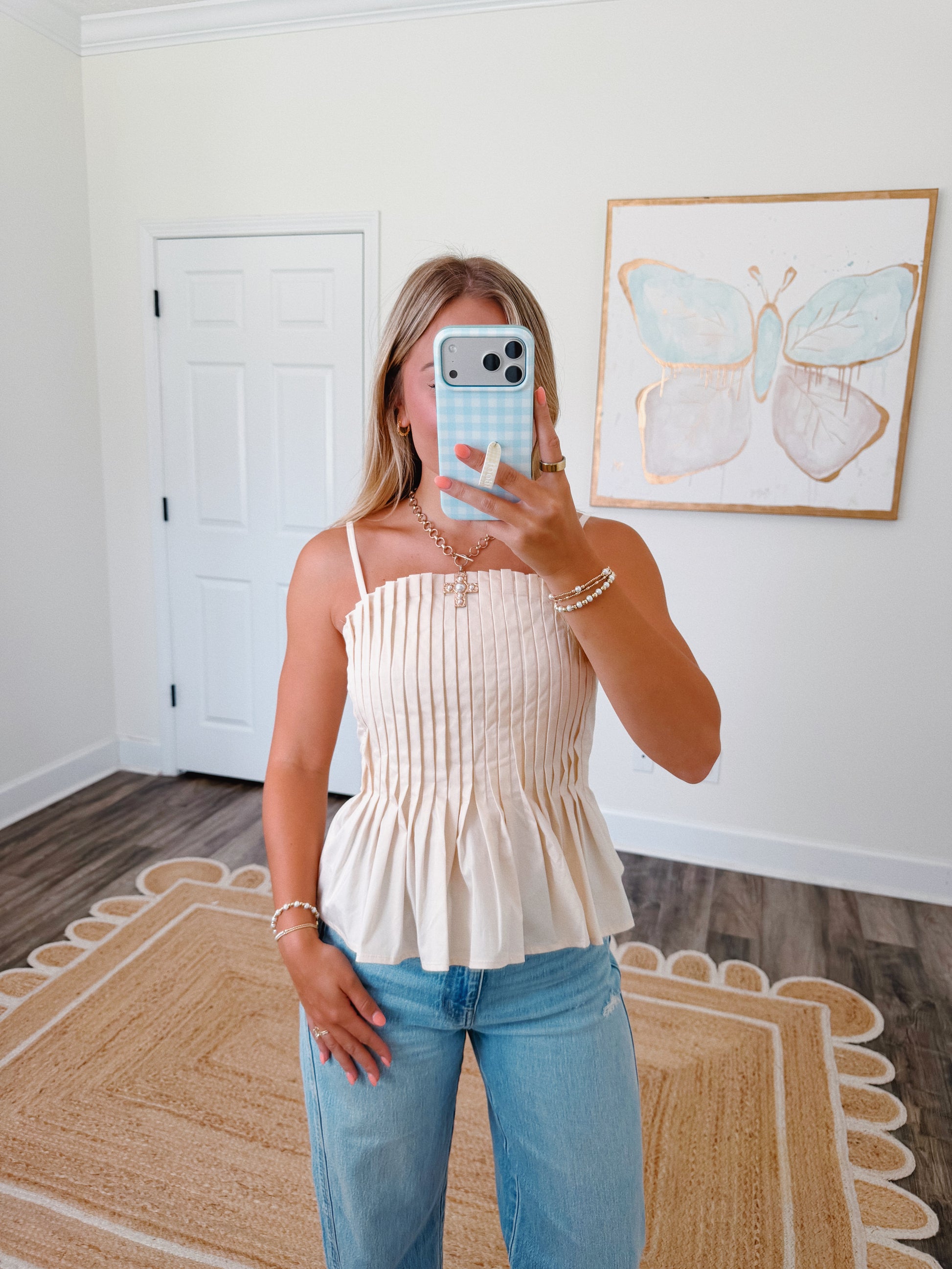 Emmie Pleated Top in Cream