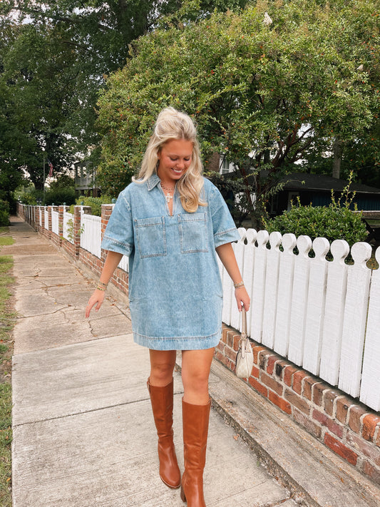 Collared Denim Dress