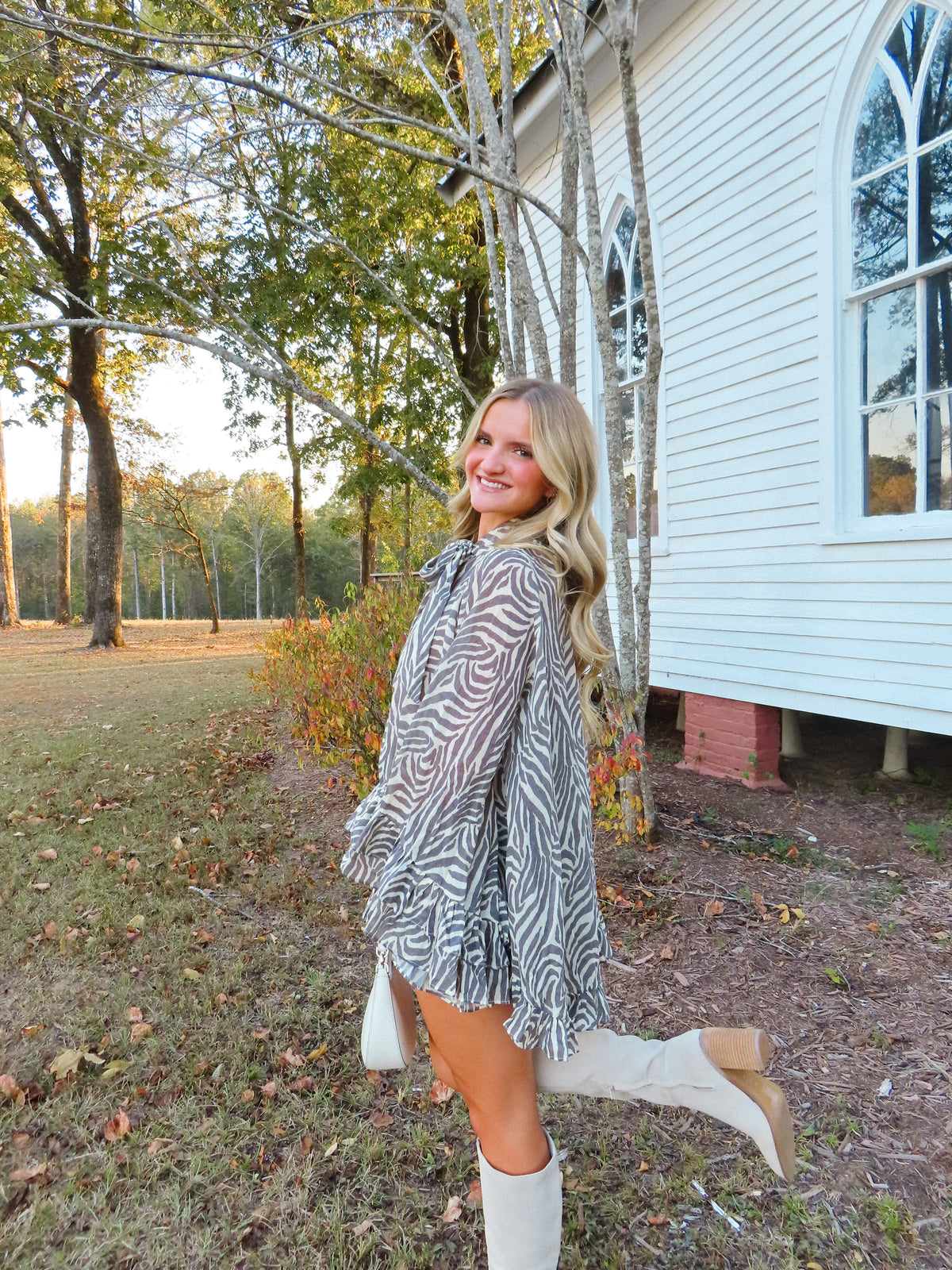 Zebra Print Ruffle Blouse