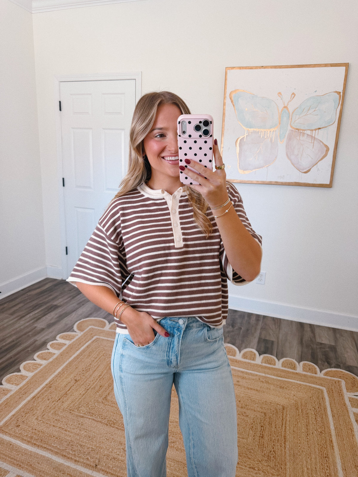 Neutral Girl Striped Cardigan