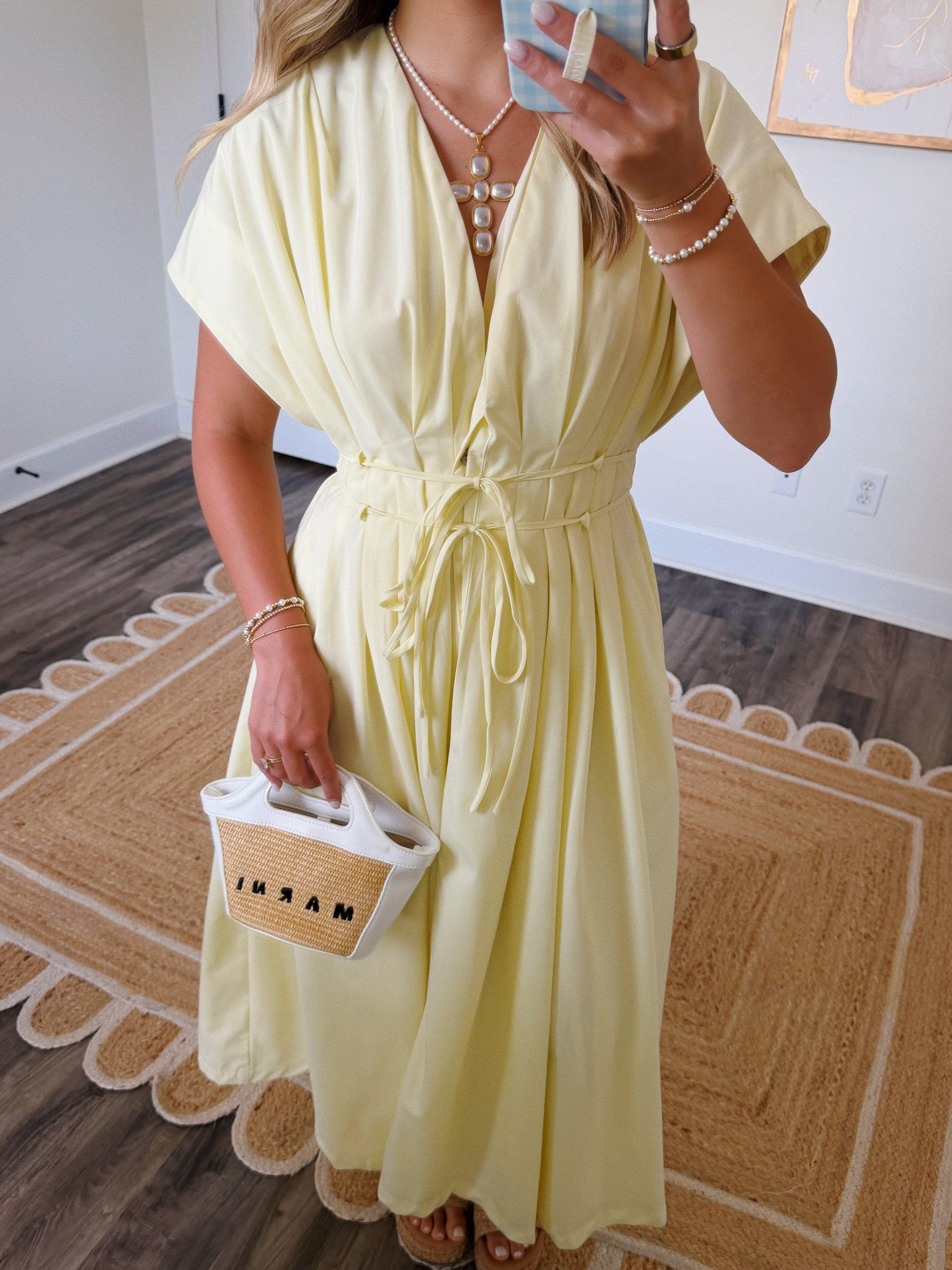 Buttercream Pleated Maxi Dress