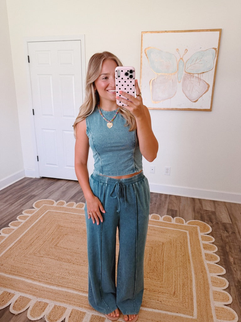 Kylie Mineral Washed Set in Teal