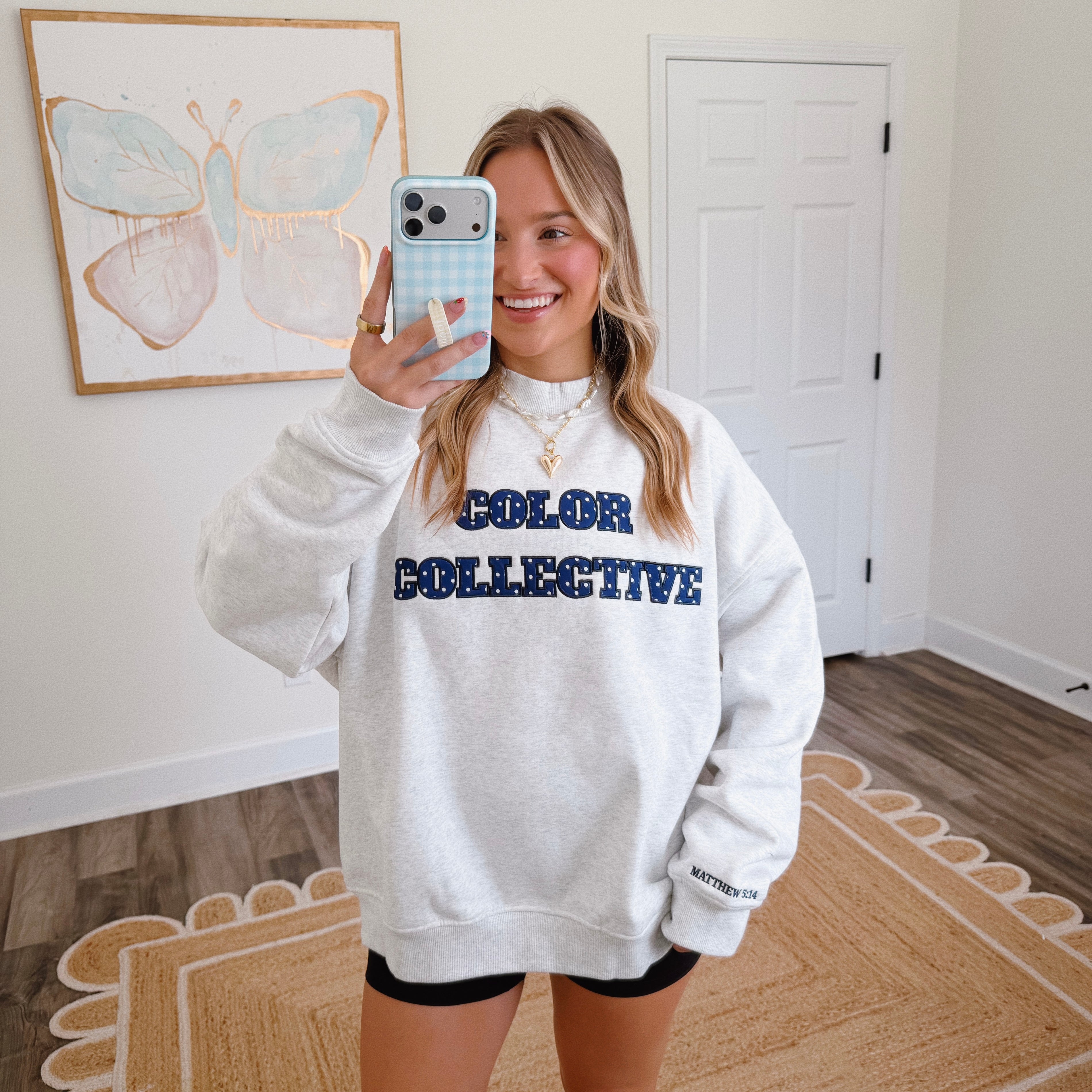 Grey Polka Dot CC Fleece Mockneck