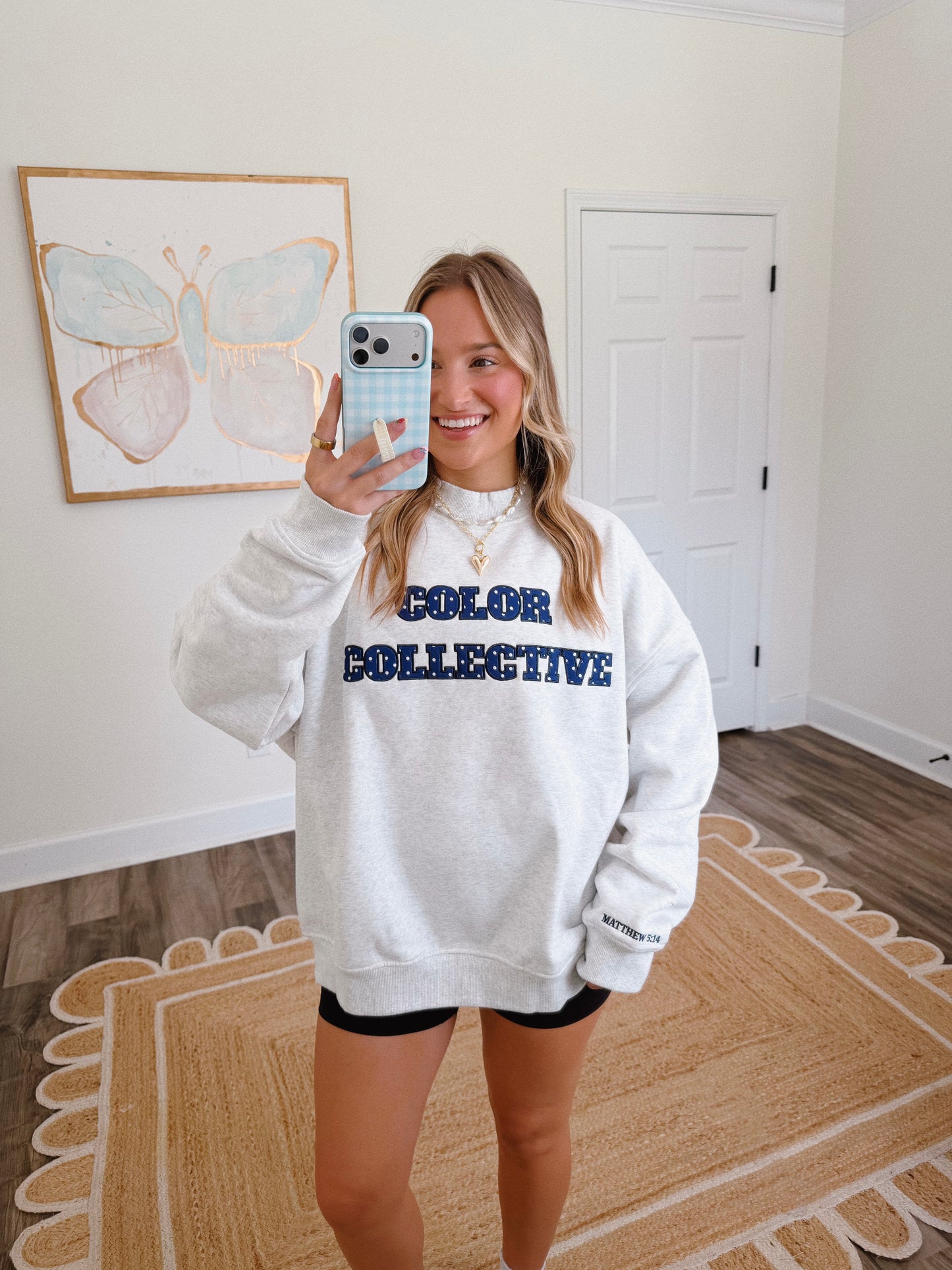 Grey Polka Dot CC Fleece Mockneck