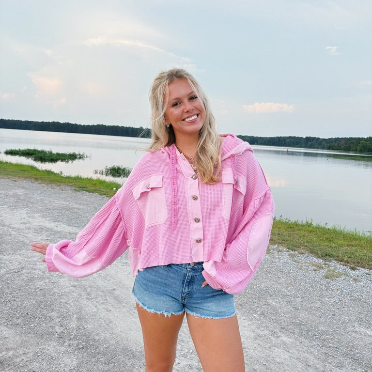 Bubble Gum Hooded Top