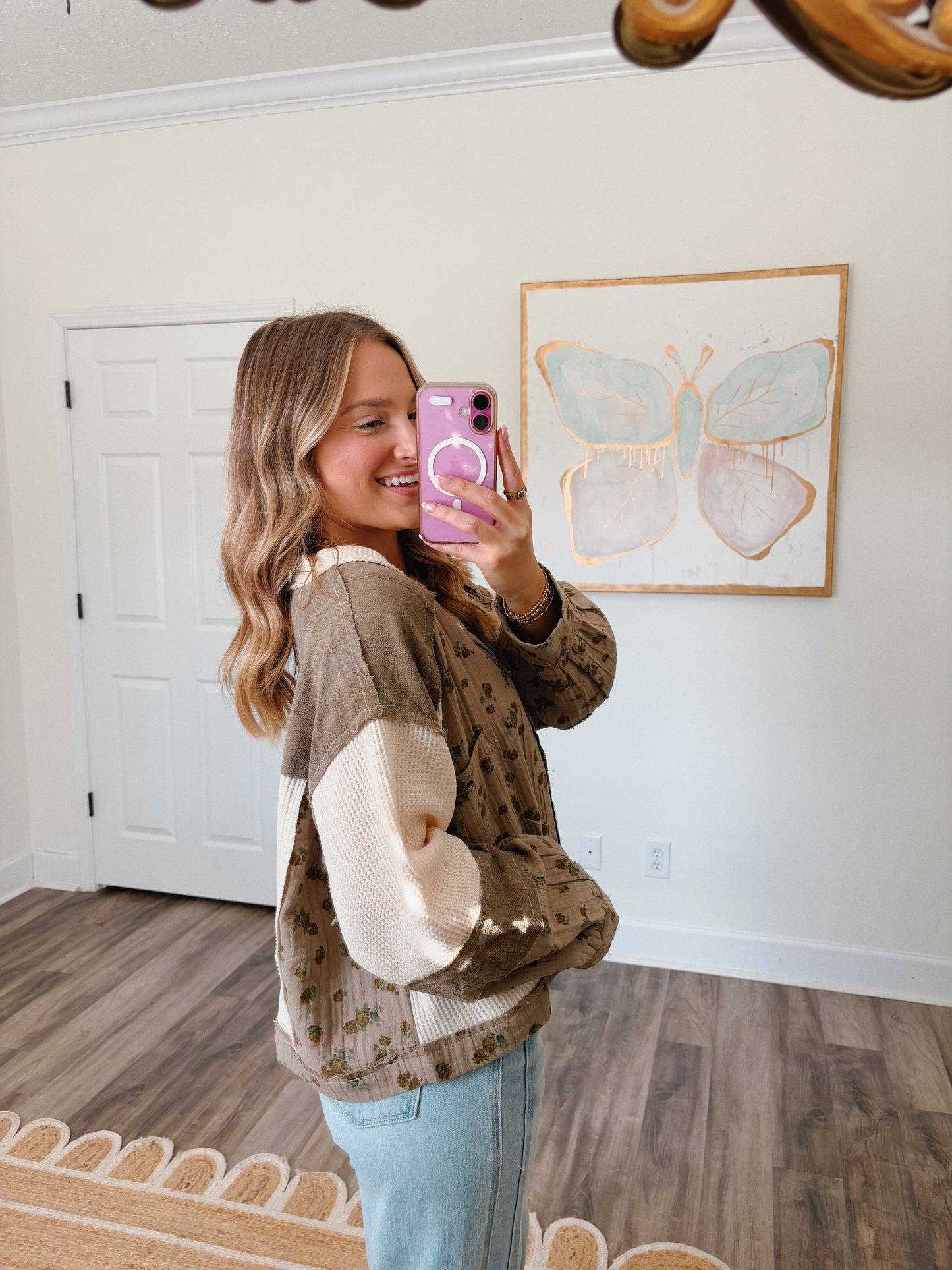 Dark Sage Floral Top