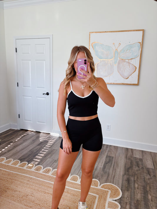 Black Biker Short Set