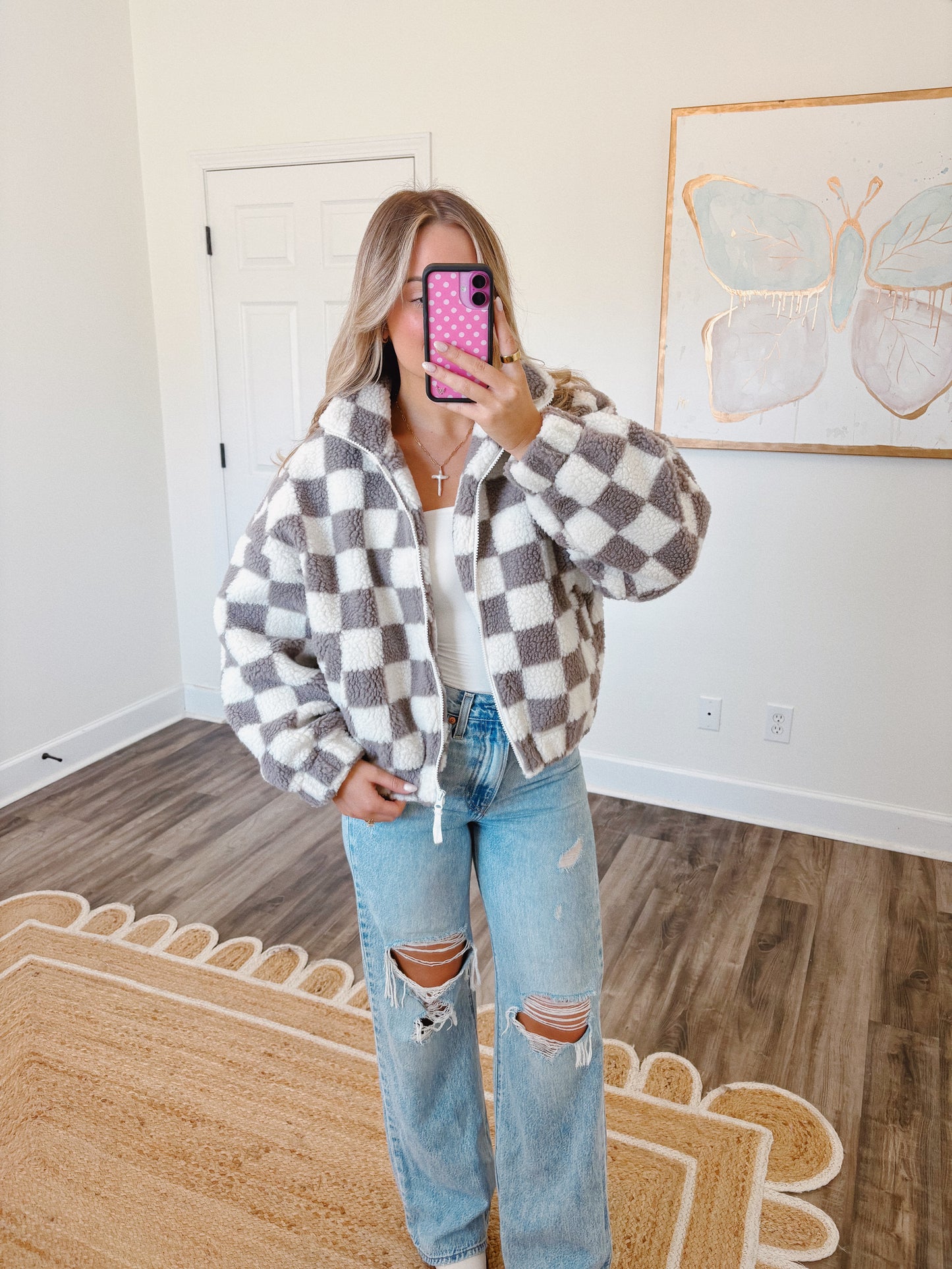Alayna Checkered Sherpa Jacket