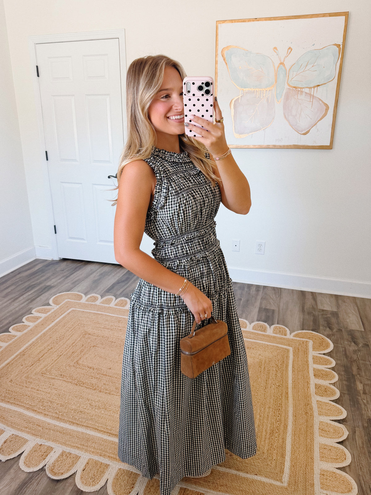 Black Gingham Maxi Dress