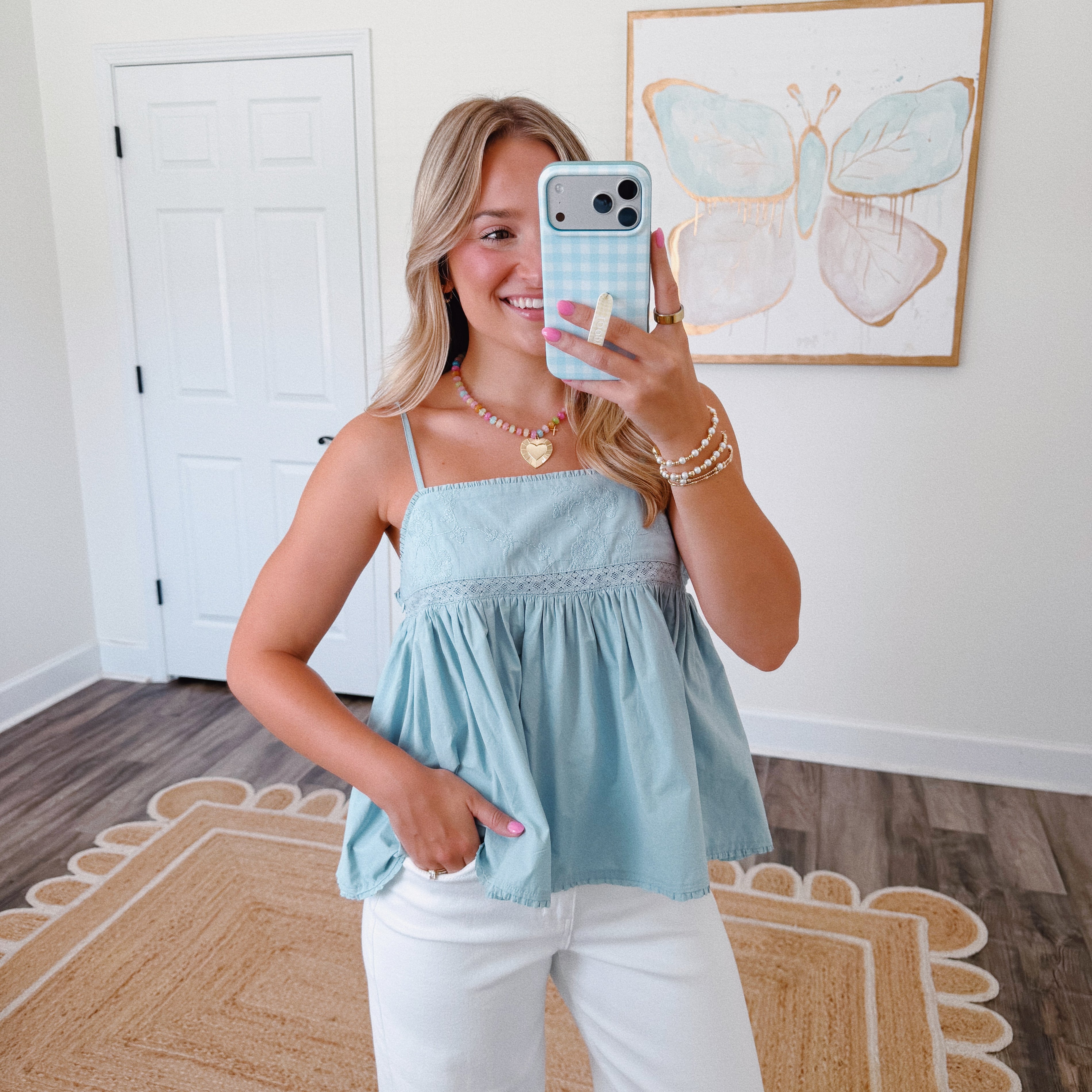 Embroidered Sweetheart Top