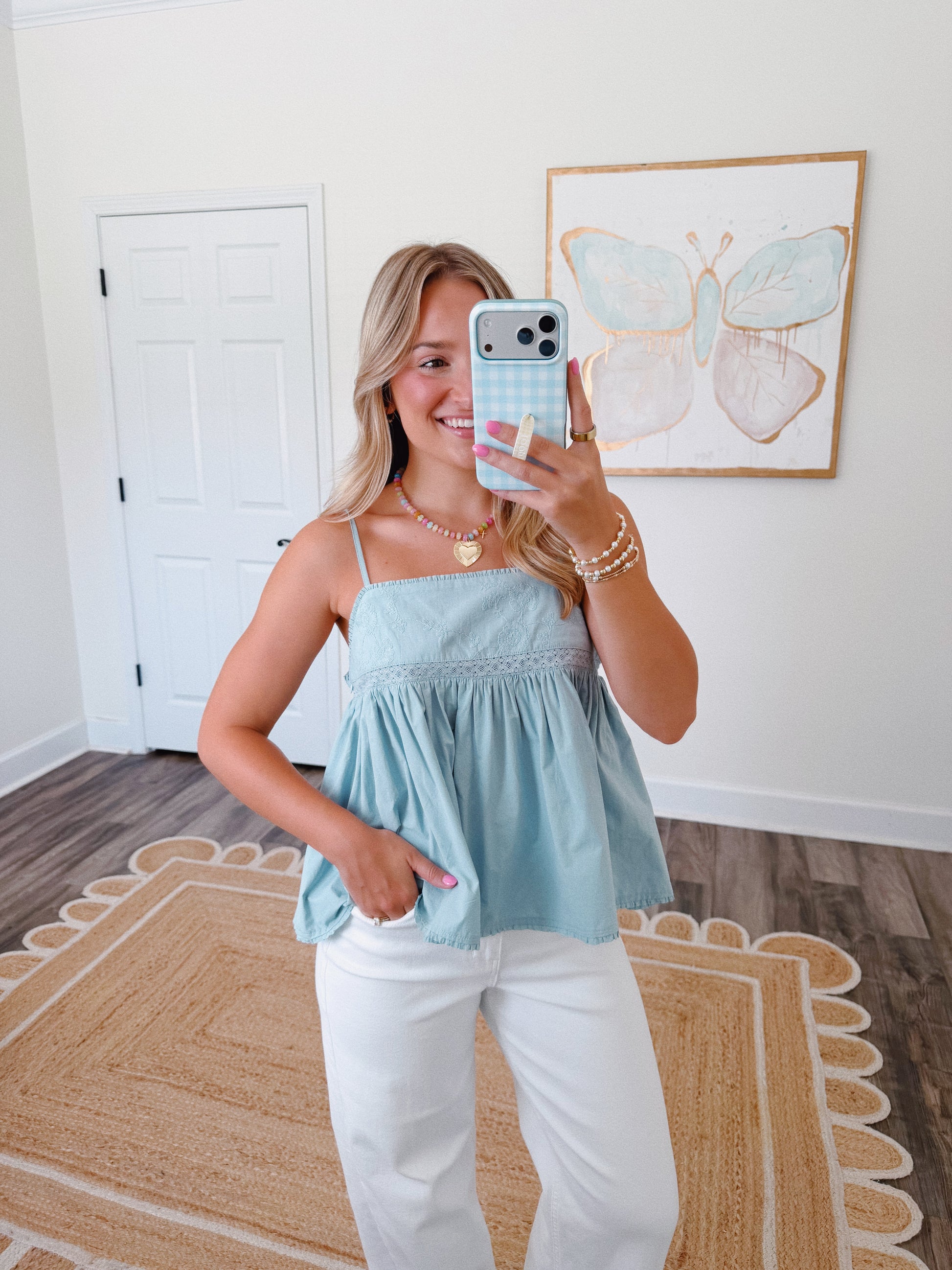 Embroidered Sweetheart Top