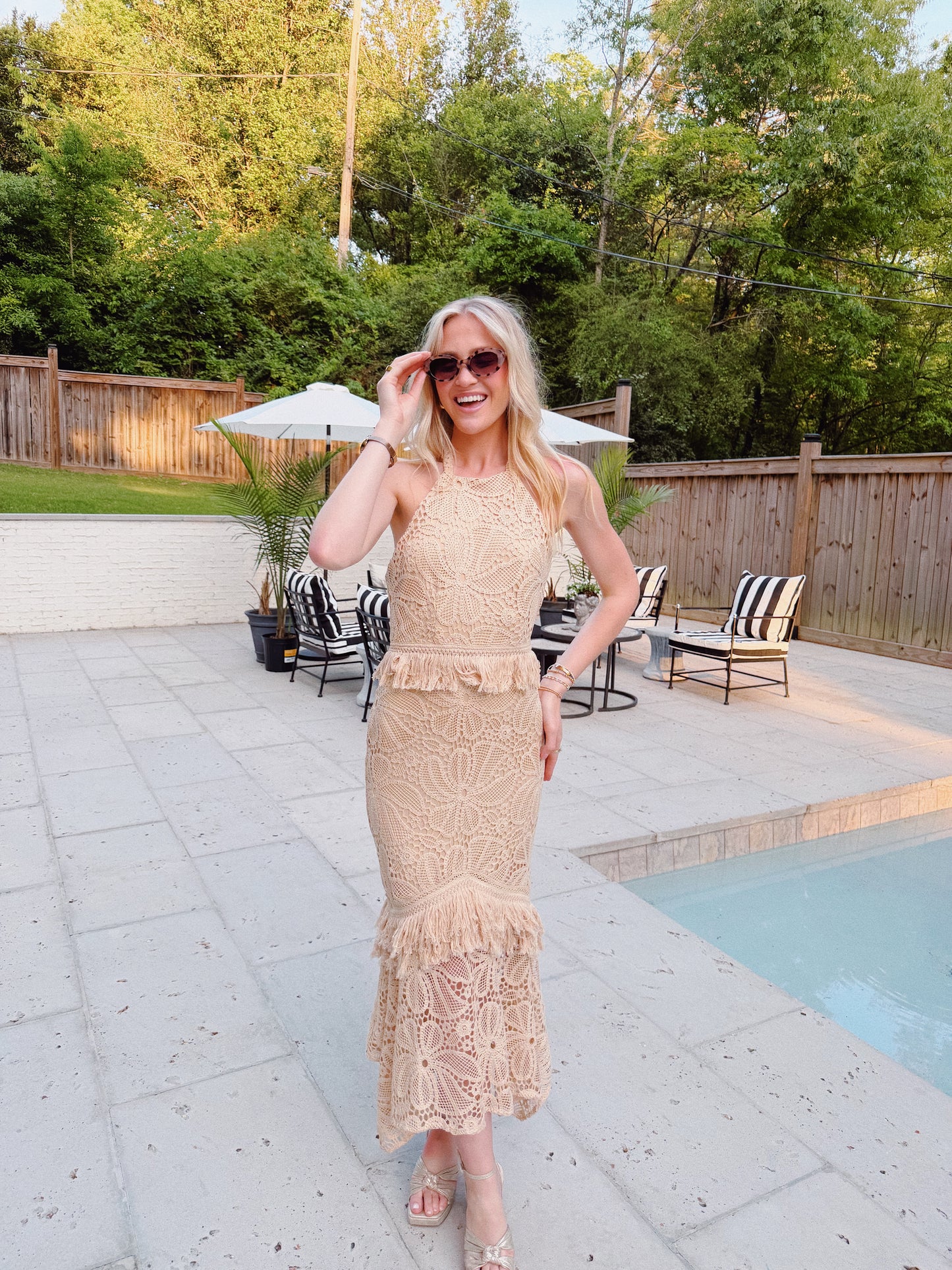 Crochet Fringe Maxi Dress