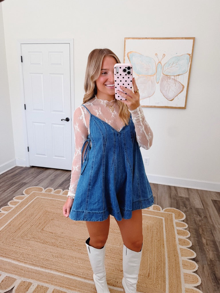 Take It Easy Denim Romper