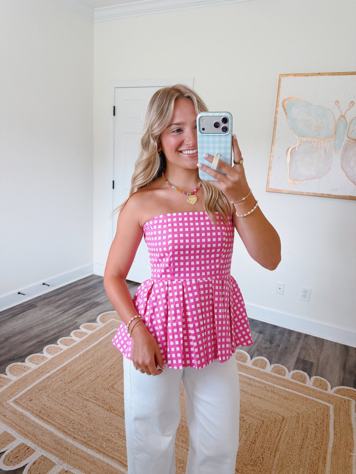Pink Gingham Top