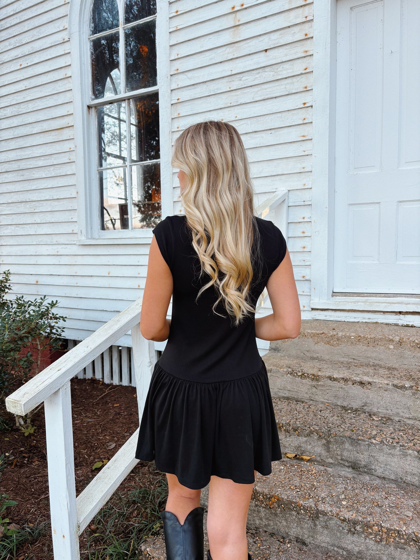 Black Mock Neck Mini Dress