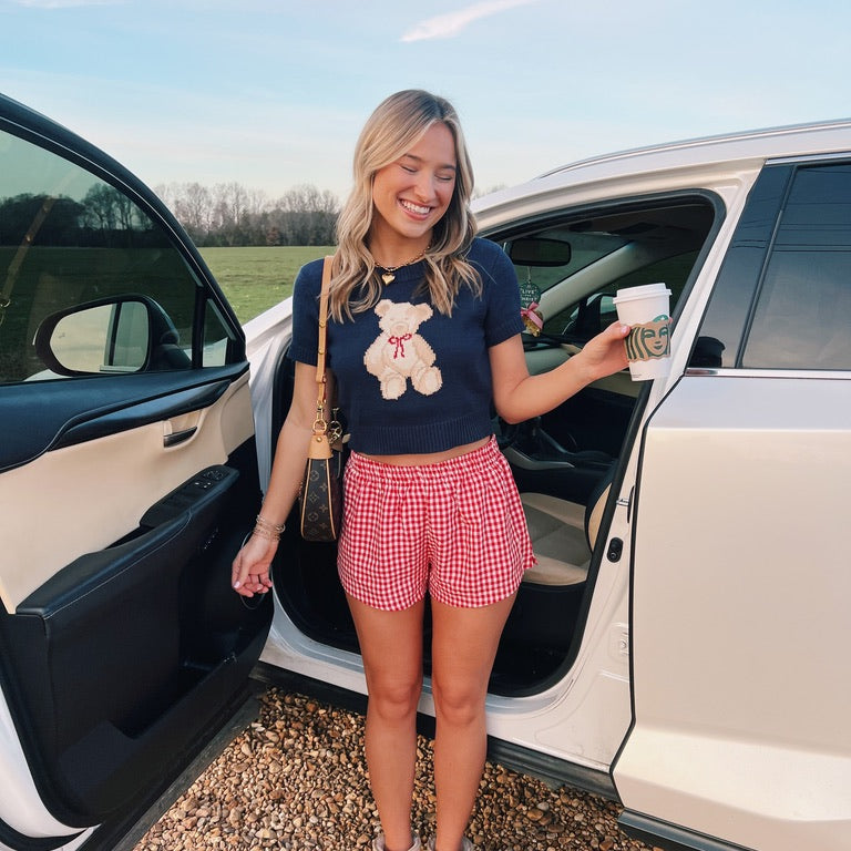 Navy Teddy Bear Top