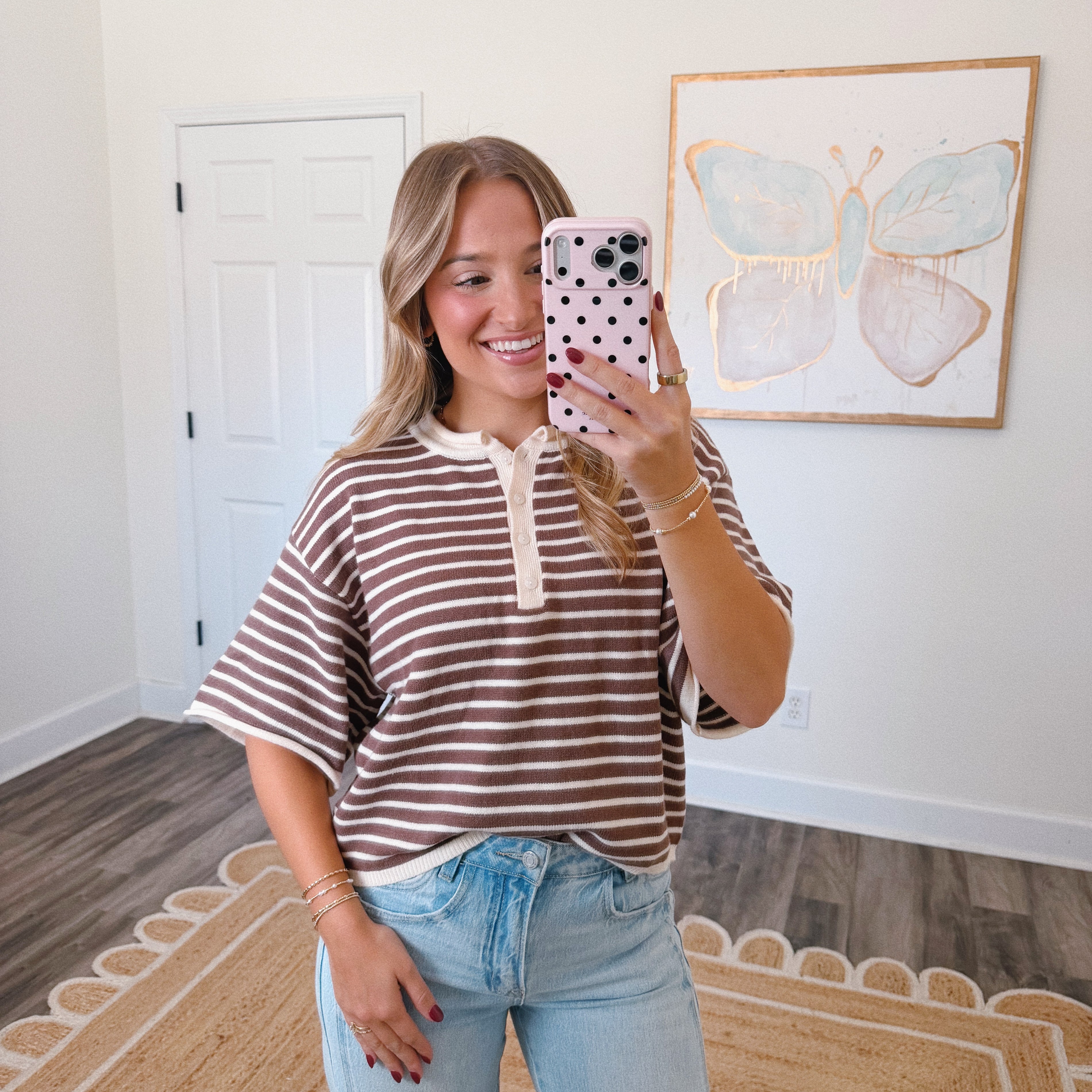 Neutral Girl Striped Cardigan