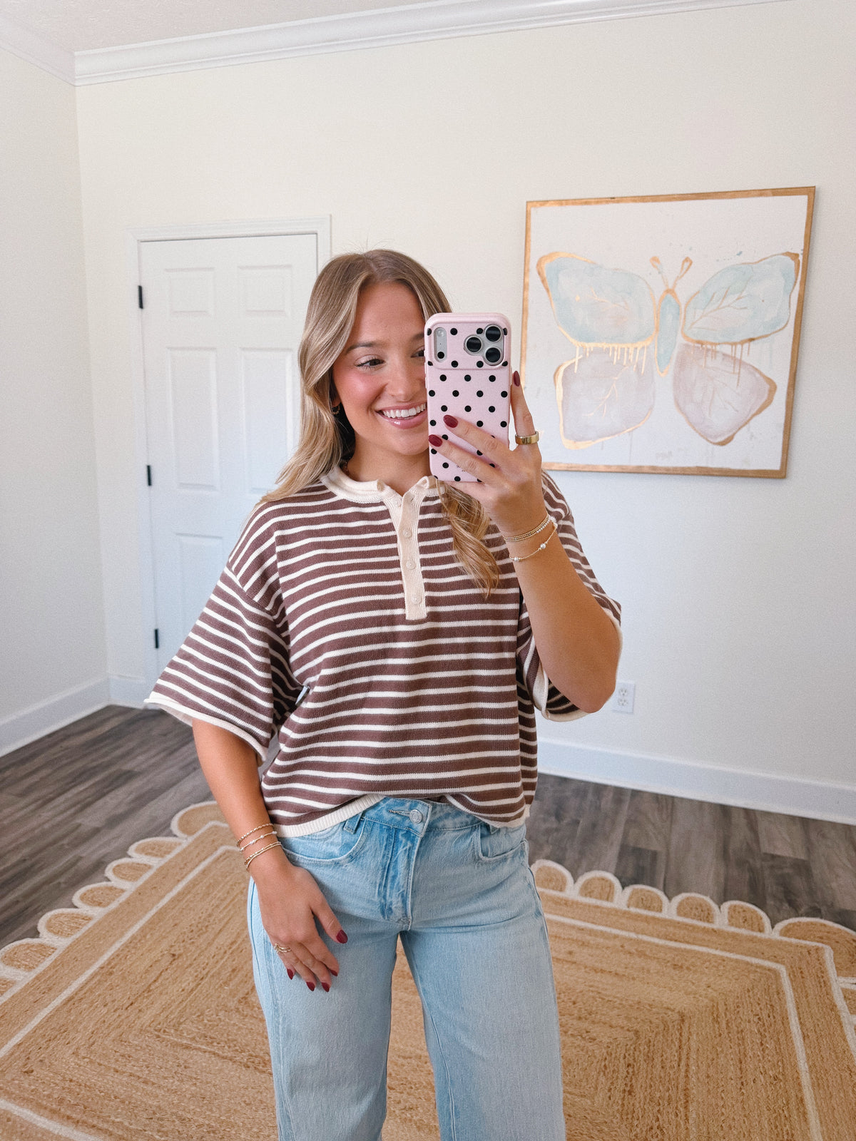 Neutral Girl Striped Cardigan